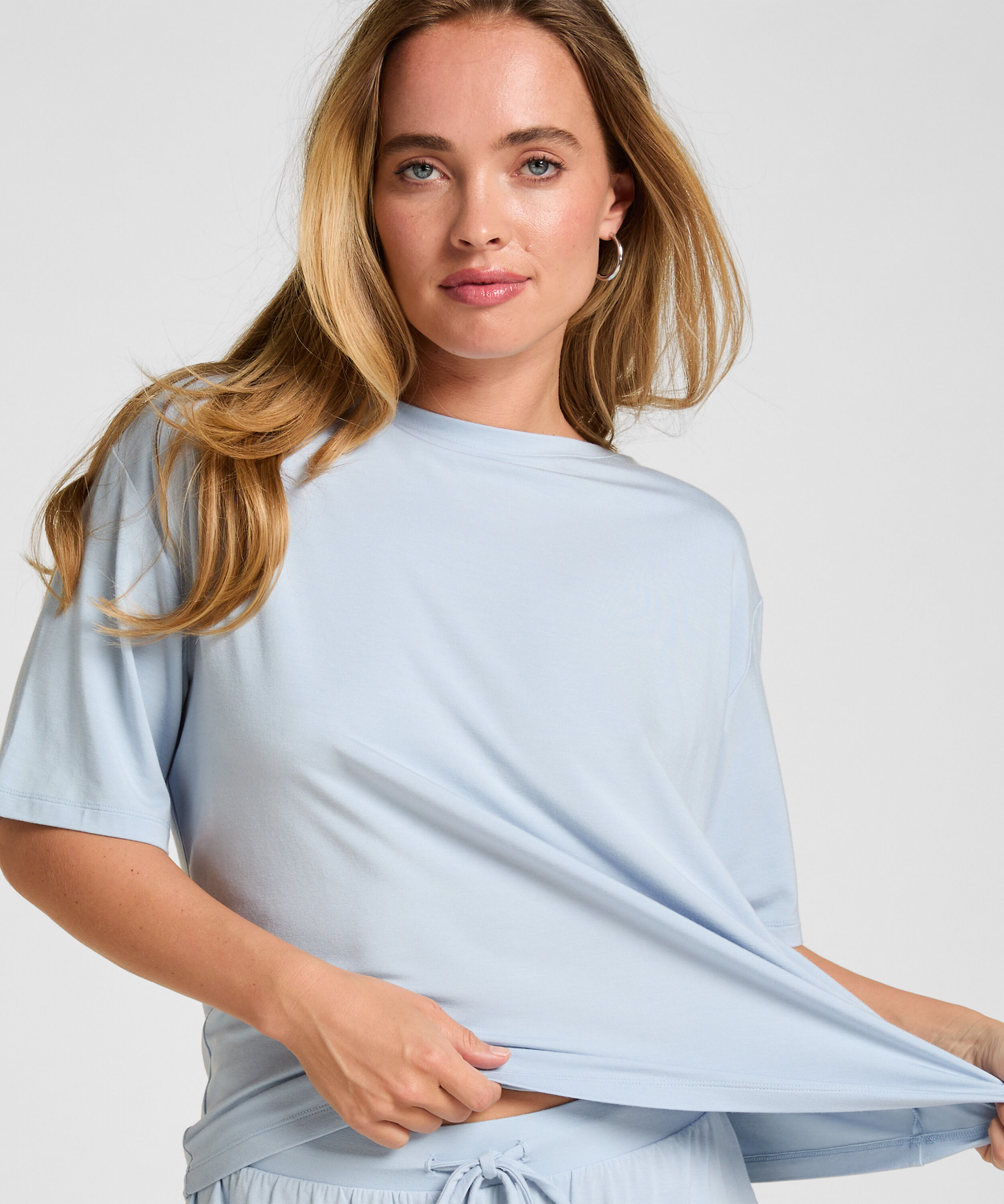 Haut de Pyjama Jersey Manches Courtes, Bleu