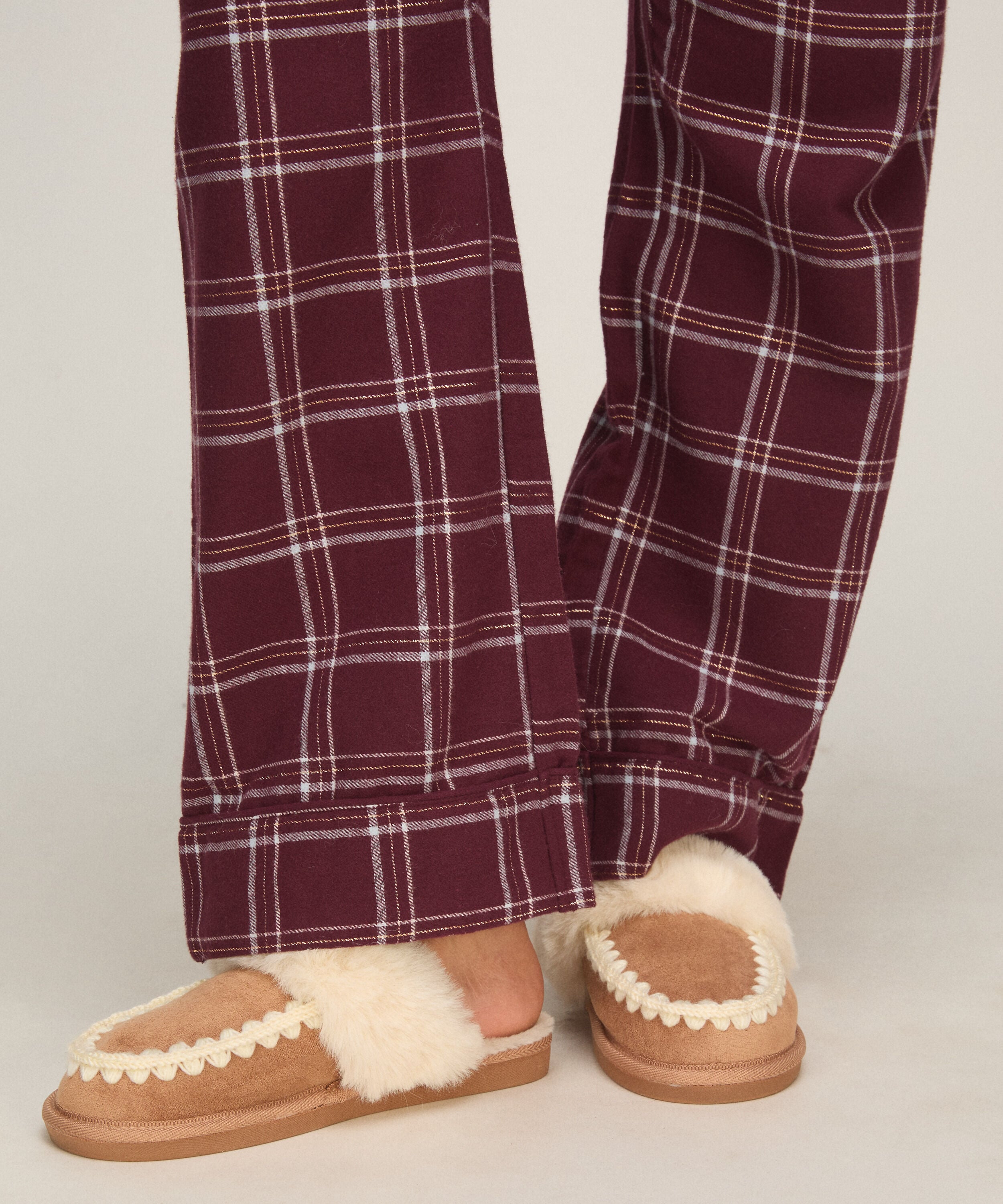 Chaussons Faux Suede Stitching, Marron