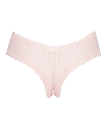 Slip br&eacute;silien V-shape Mesh, Rose