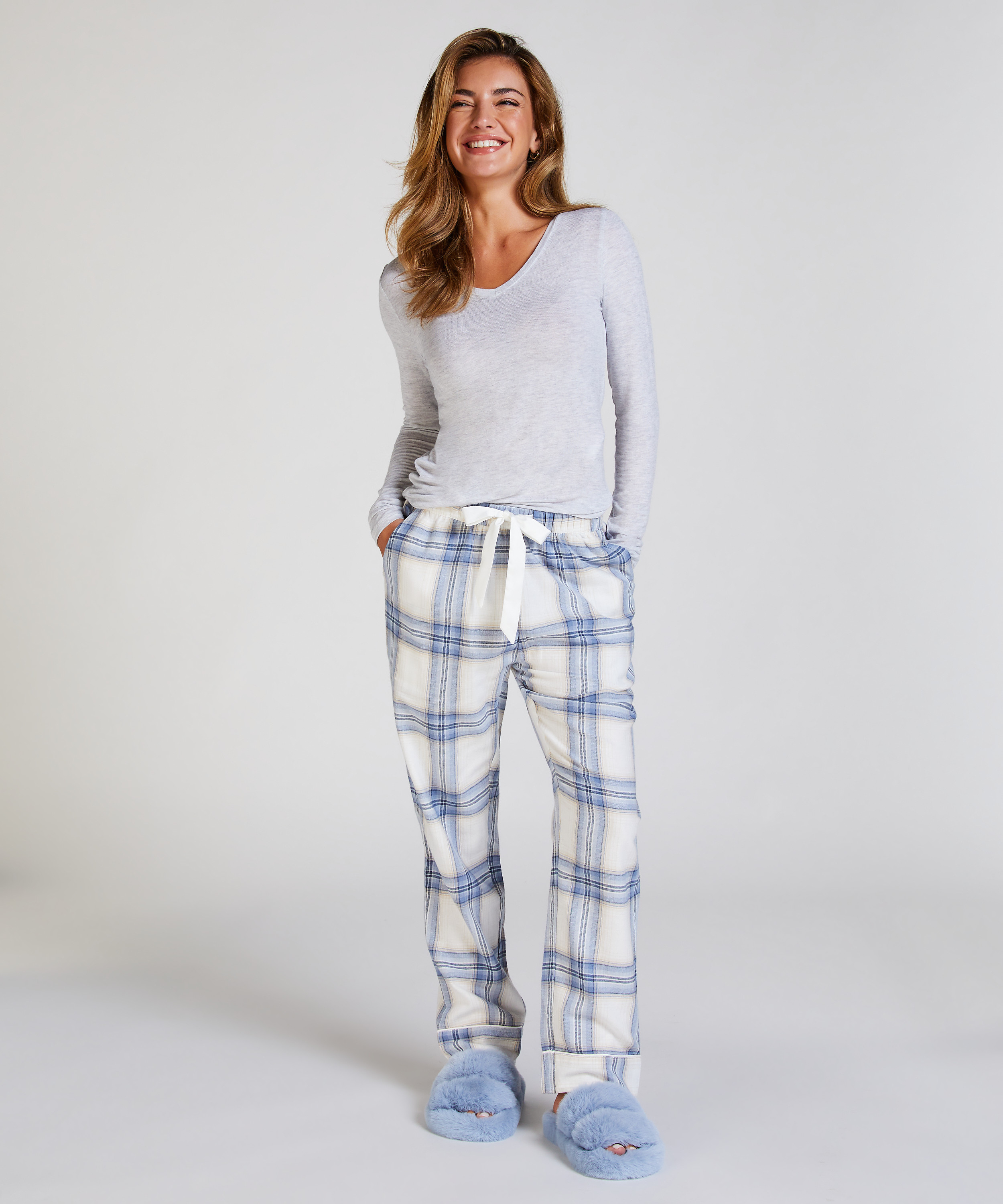 Tall Pantalon de Pyjama Flanelle, Bleu, main