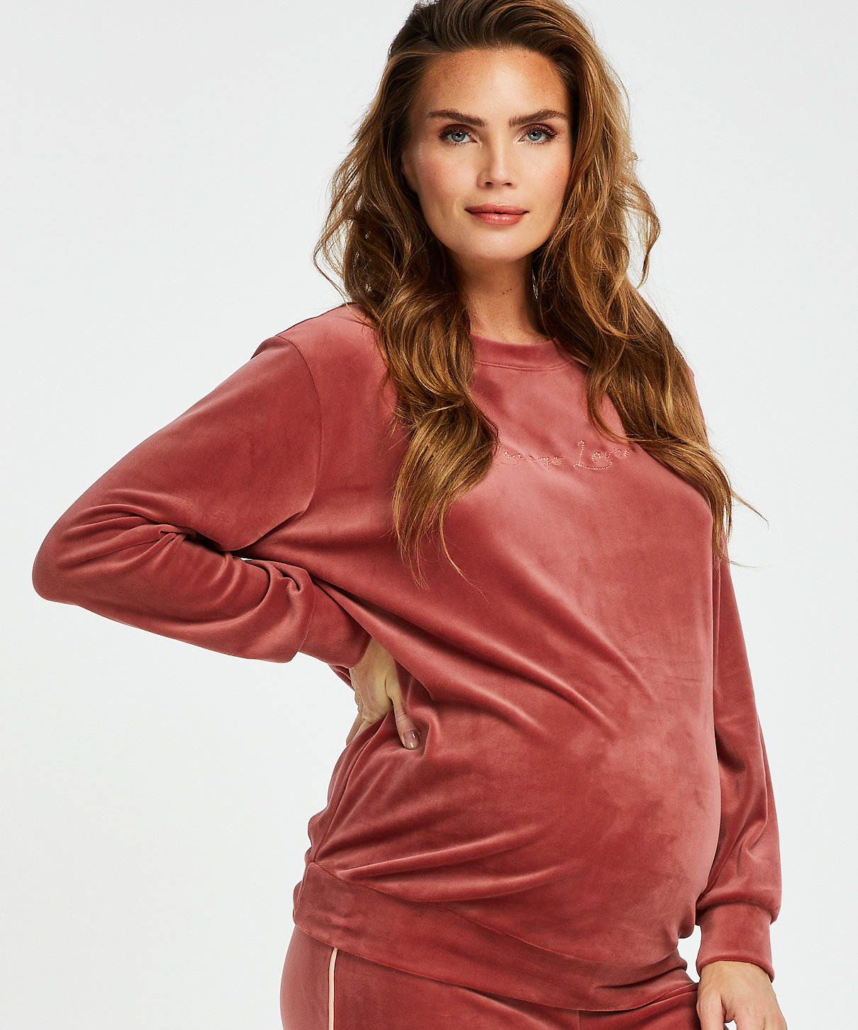 Top de grossesse en velours, Rose, main
