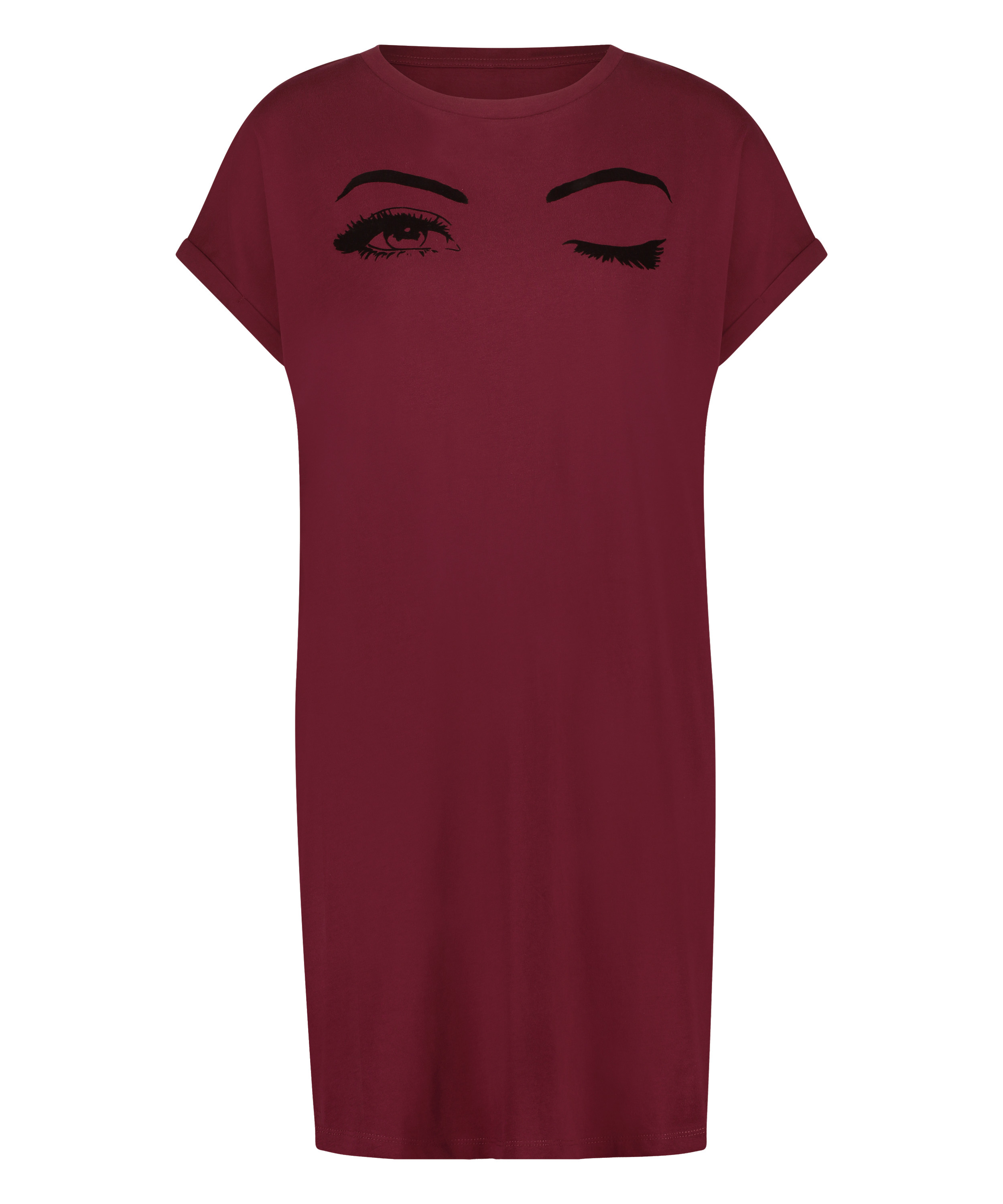 Chemise de nuit &agrave; col rond, Rouge, main