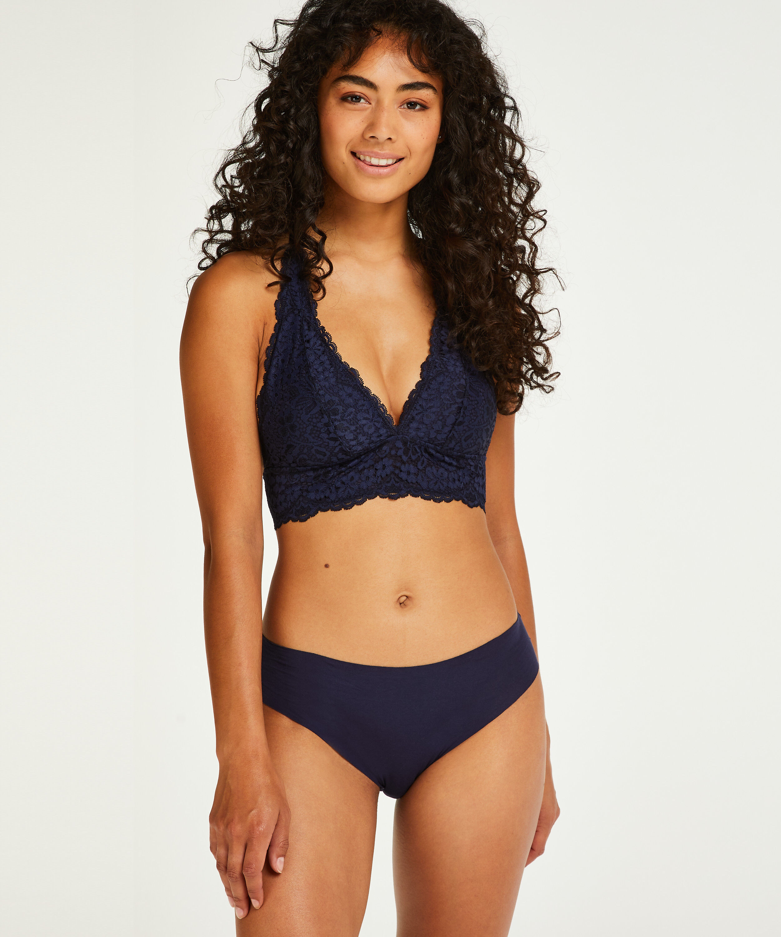 Slip invisible en coton, Bleu