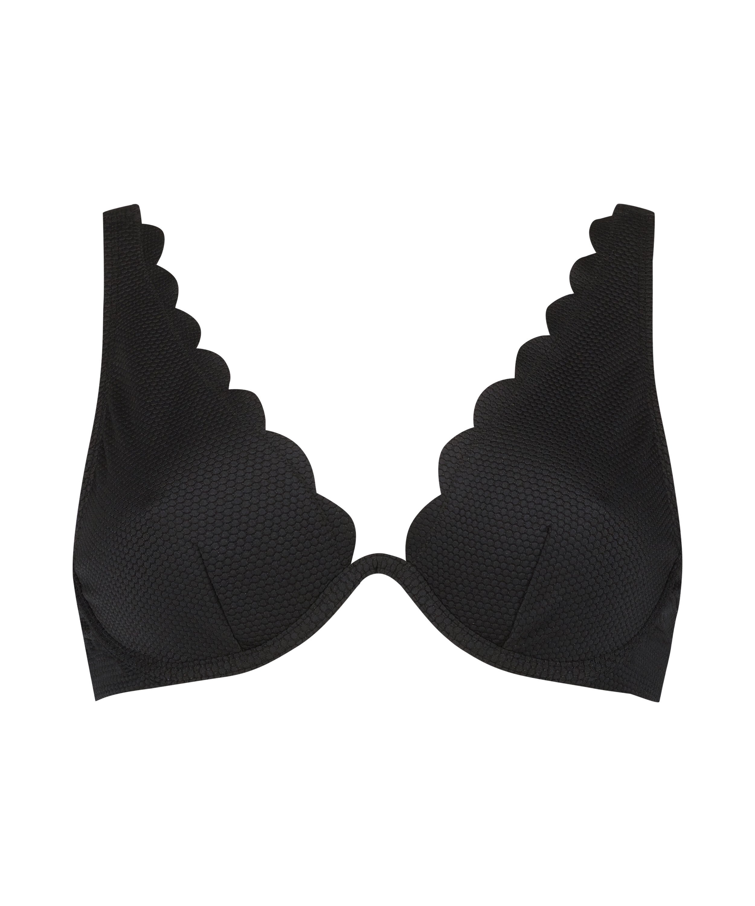 Haut de bikini &agrave; armatures non pr&eacute;form&eacute; Scallop, Noir