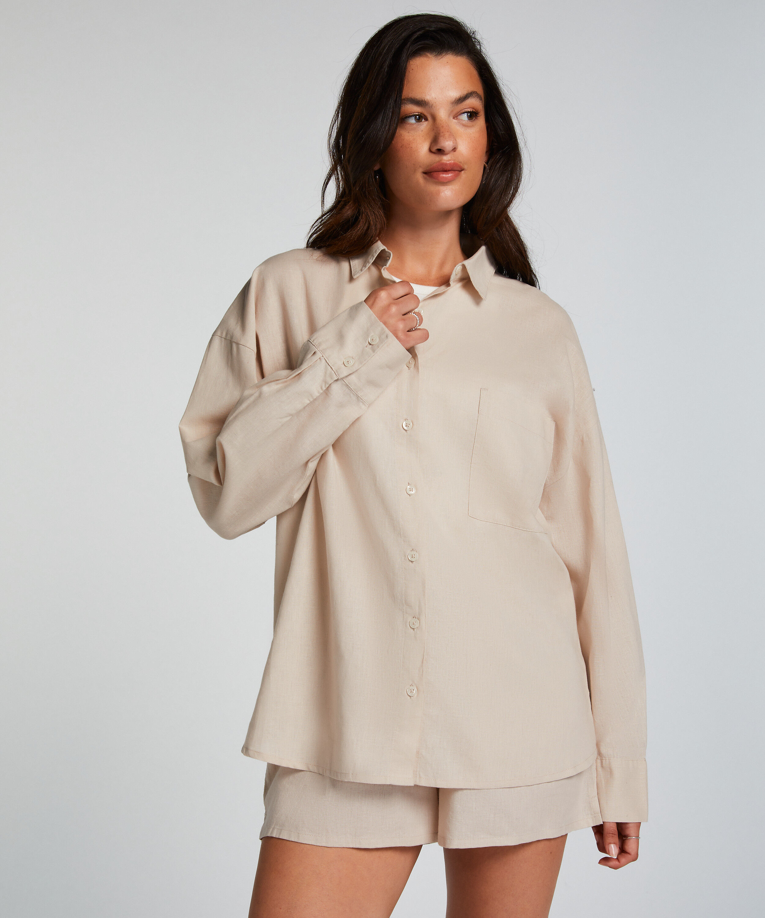 Haut de pyjama Lin, Beige
