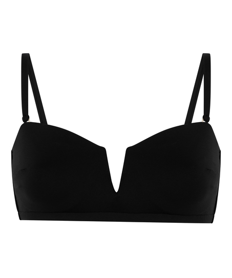 Haut de bikini bandeau en néoprène, Noir