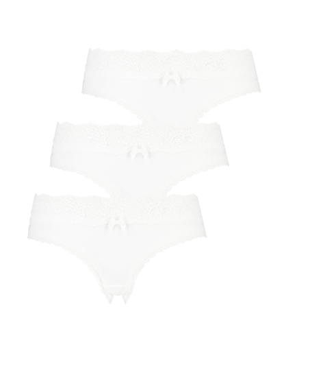 Lot de 3 culottes brésiliennes Dakota, Blanc