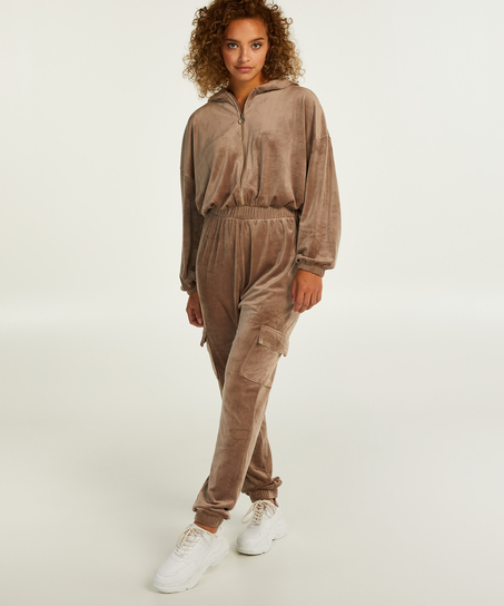 Jumpsuit à capuche Velours, marron