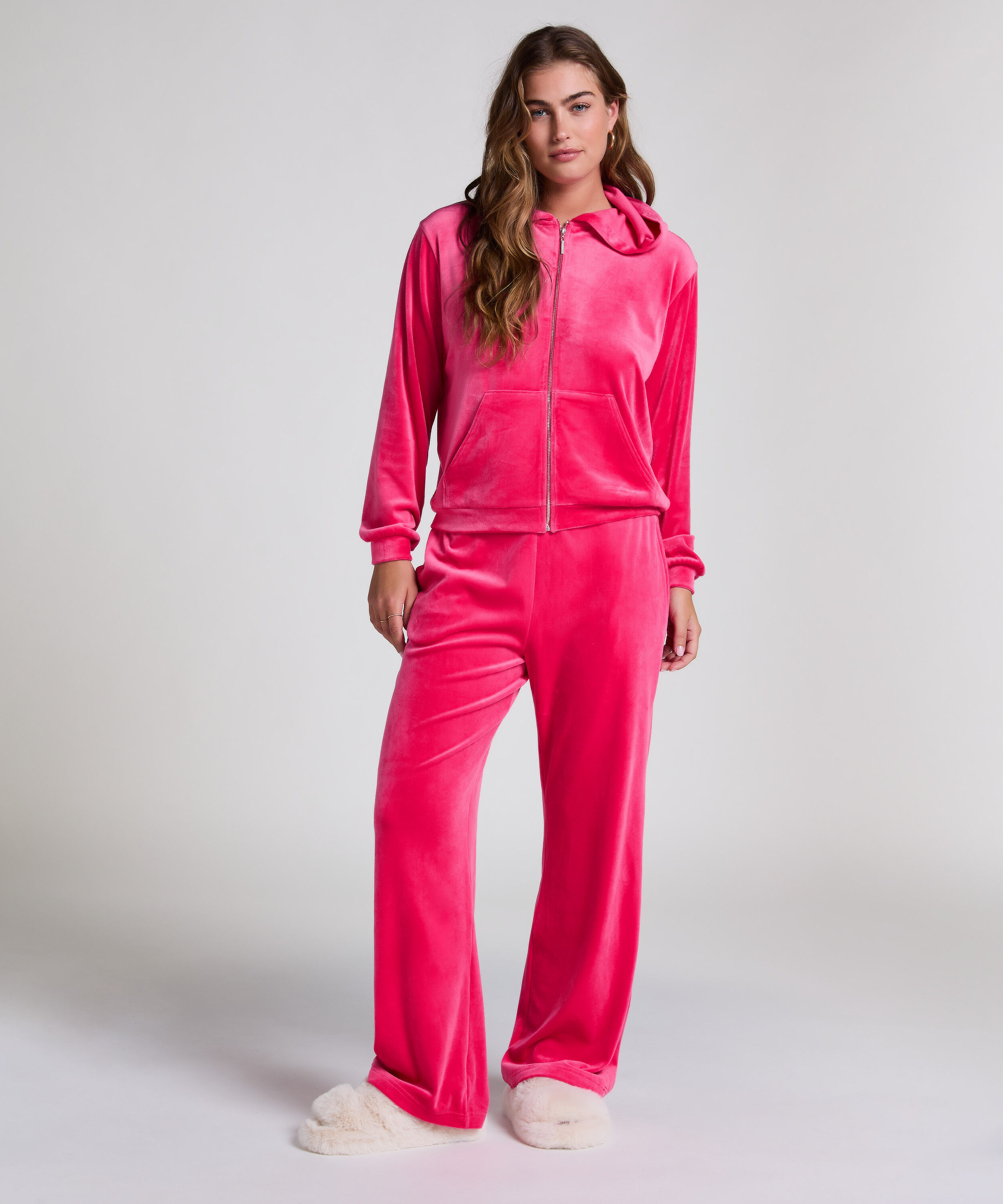 Pantalon de pyjama velours, Rose
