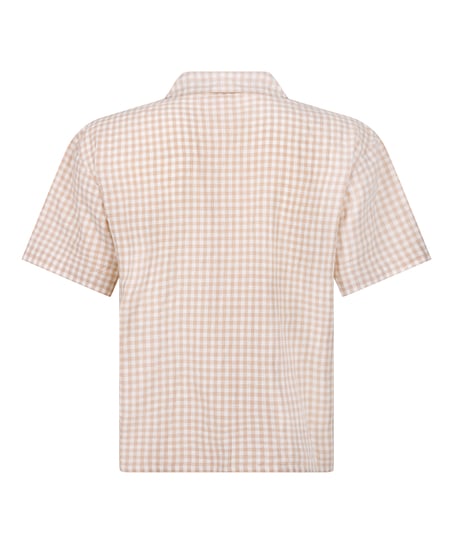 Veste en lin à carreaux, Beige