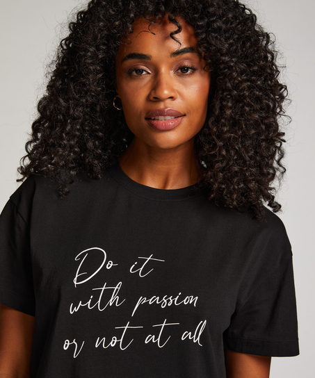 Chemise de nuit à col rond, Noir