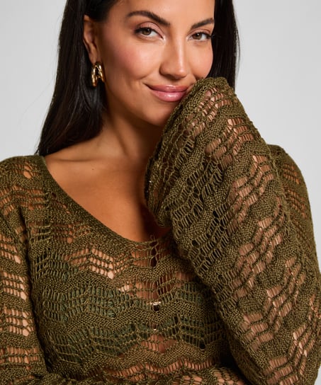 Robe maxi en crochet, Vert