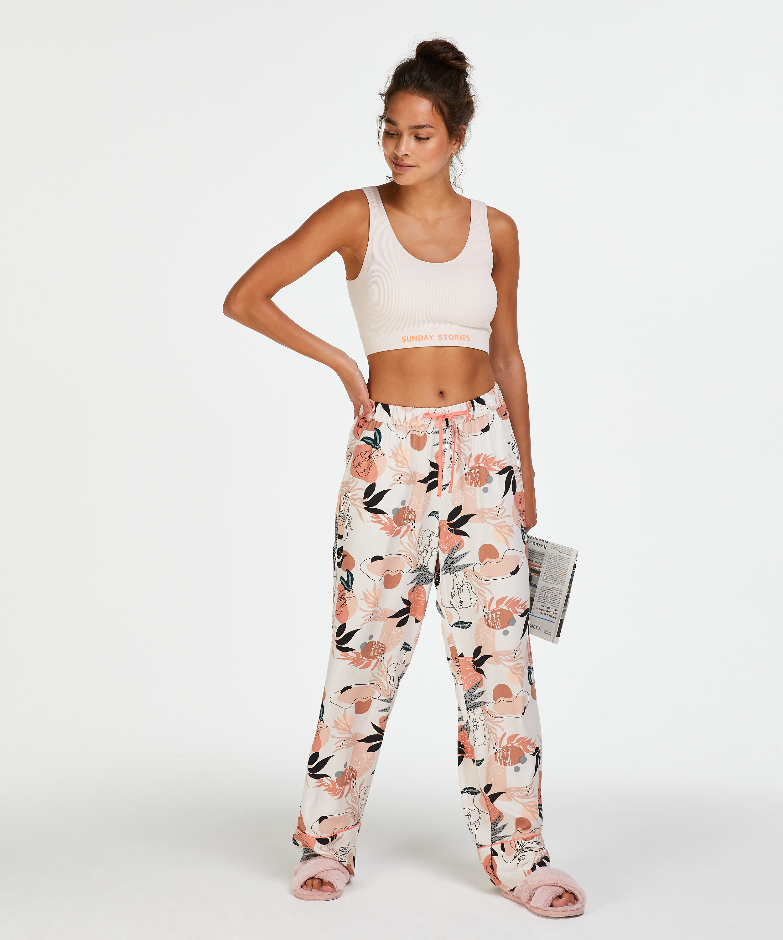 Pantalon de pyjama tissé, Rose, main