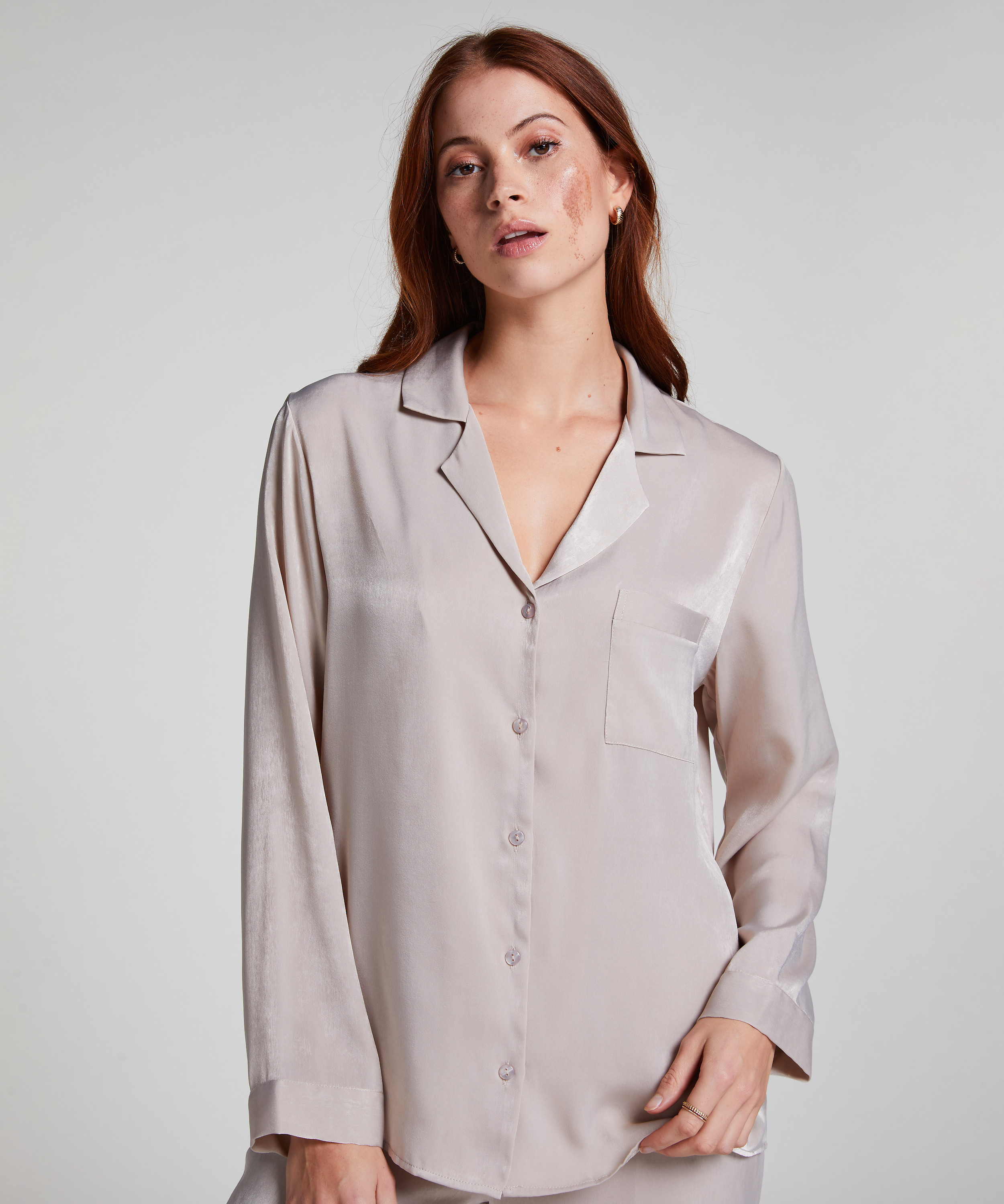 Veste à manches longues Satin, Beige, main