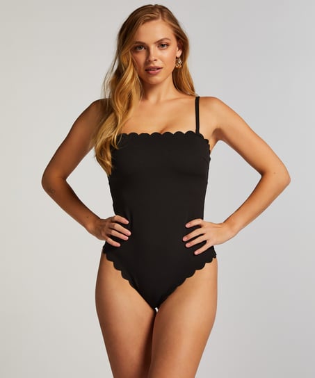 Maillot de bain Bandeau Scallop, Noir
