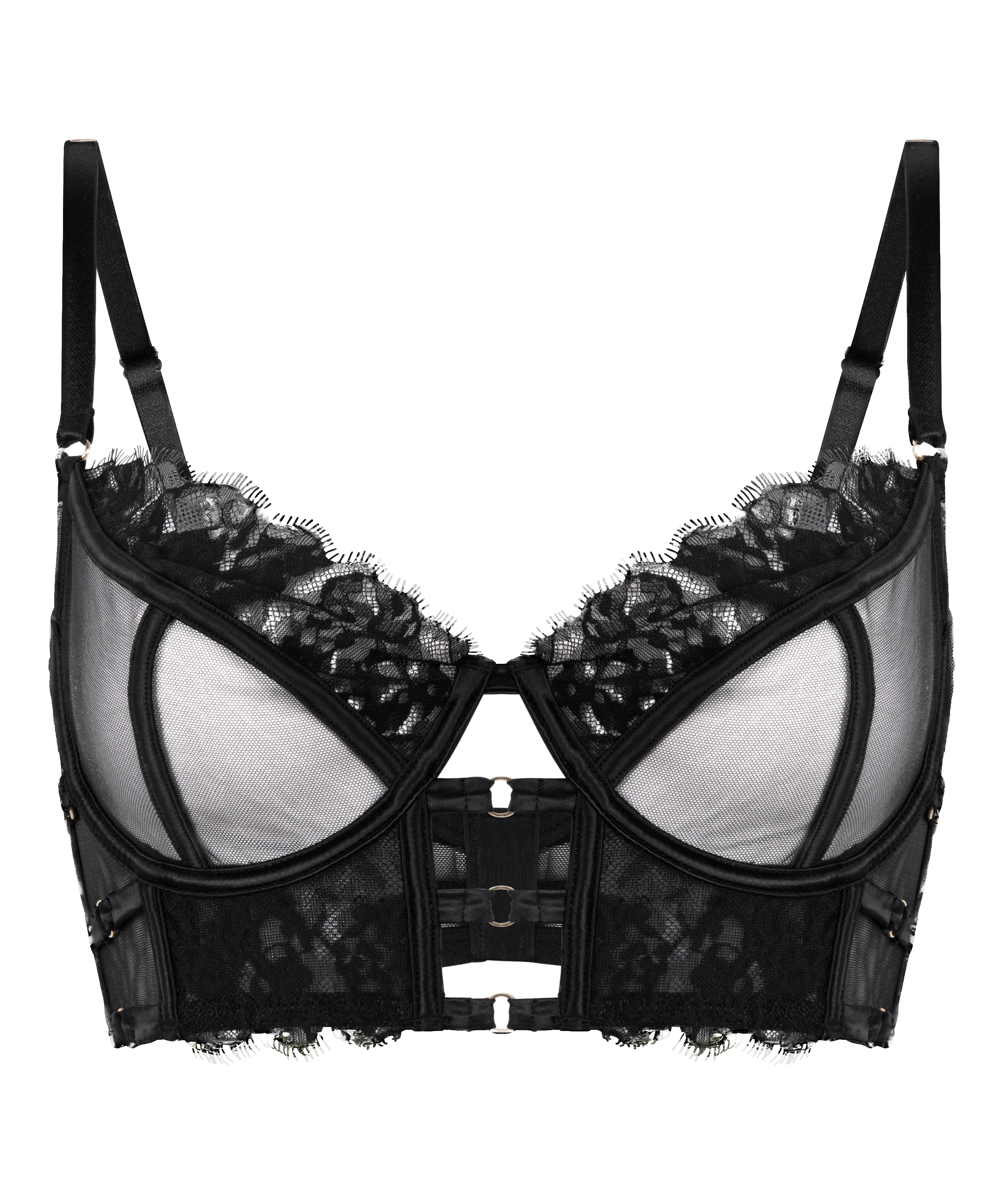 Soutien-gorge à armatures non-rembourré longline Nienke, Noir, main