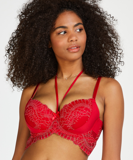 Soutien-gorge long rembourré à armatures Coco, Rouge