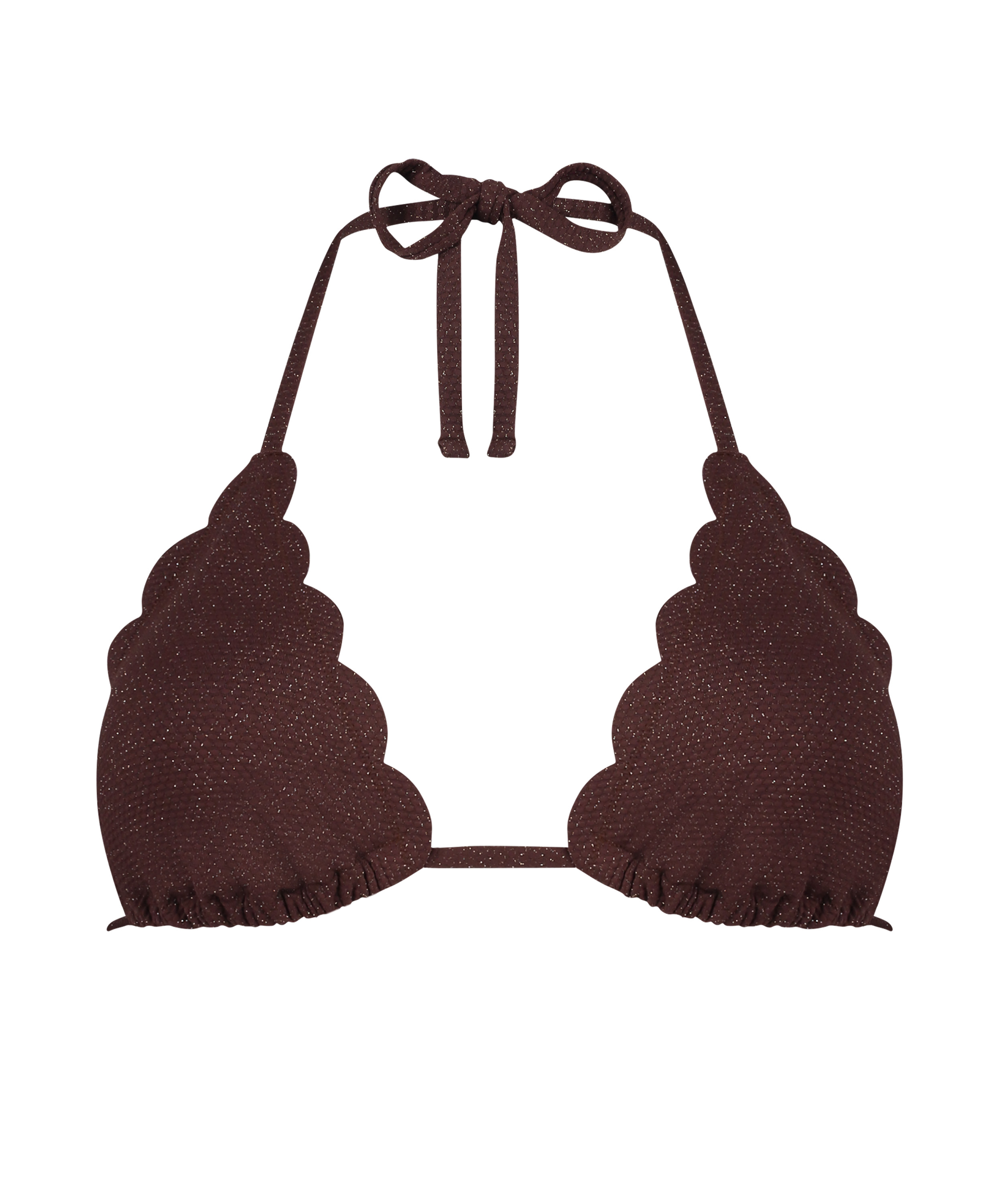 Haut de bikini triangle Scallop Lurex, Marron, main