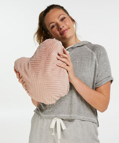 Coussin en forme de coeur Fausse fourrure avec plaid, Rose