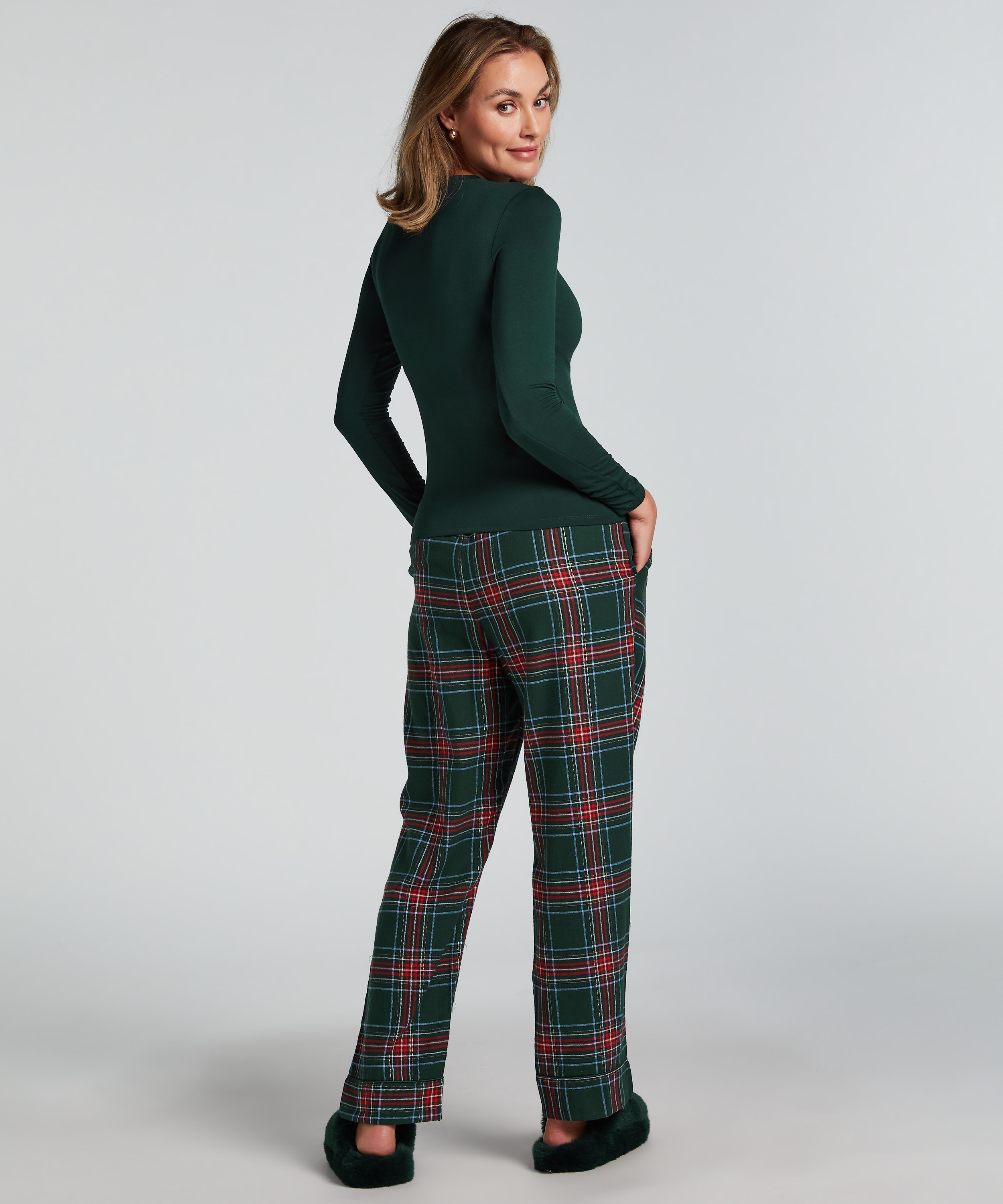 Tall Pantalon de Pyjama Flanelle, Vert, main