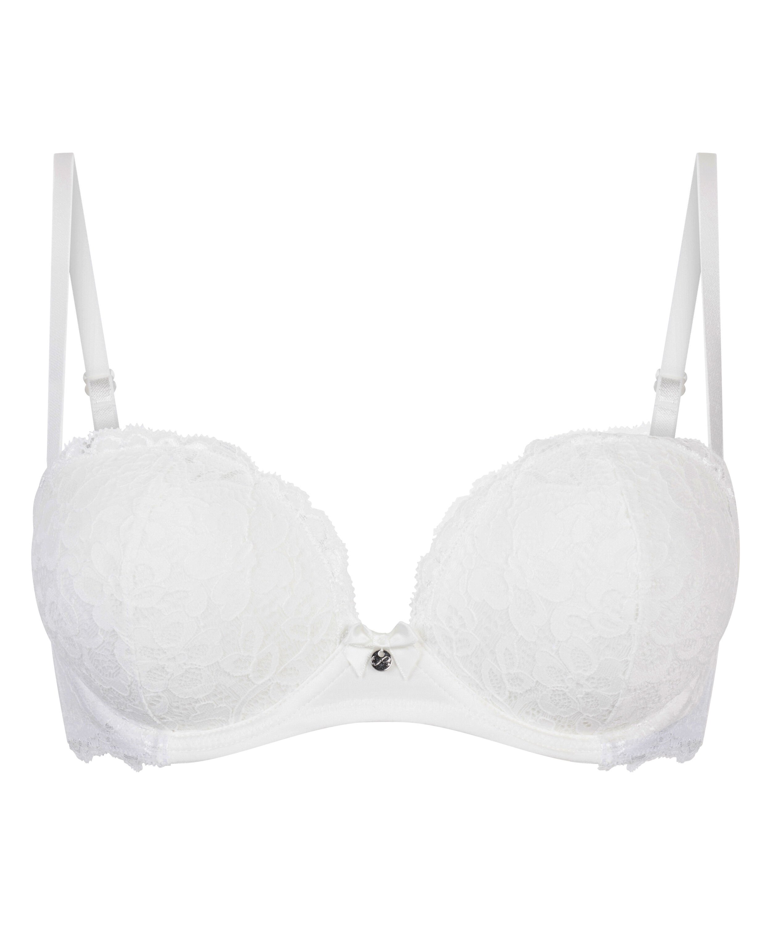 Soutien-gorge maximiseur pr&eacute;form&eacute; sans bretelles Marine, Blanc