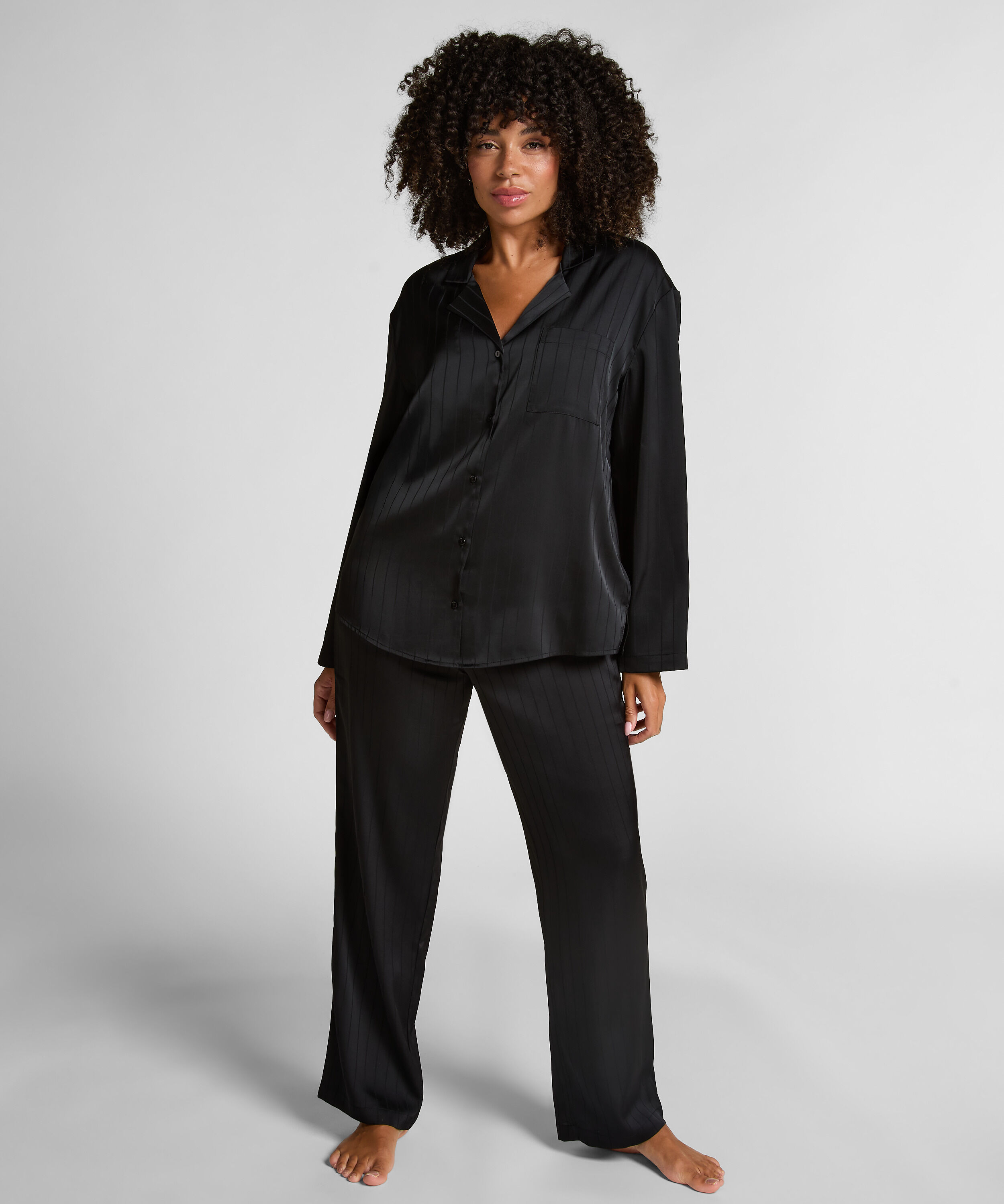 Pantalon à rayures en satin