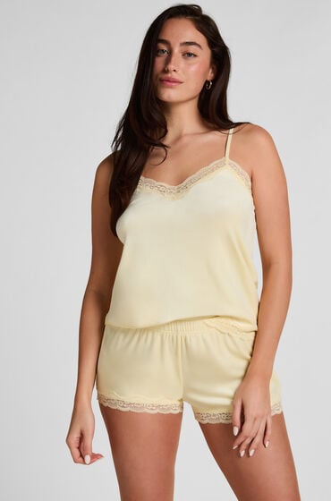 Hunkemöller Short en velours à dentelle Jaune Hunkemöller Short en velours à dentelle Jaune