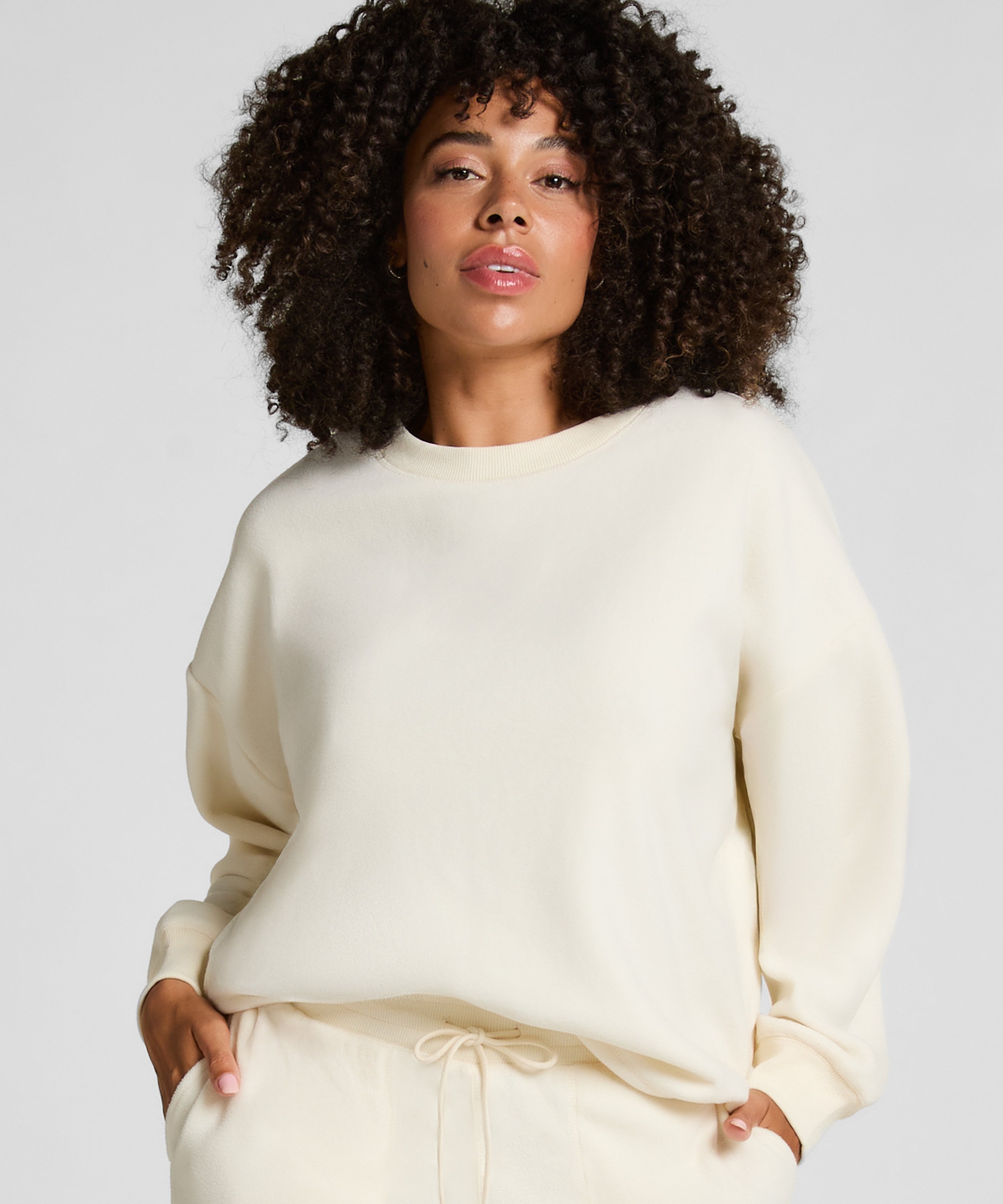 Haut en polaire Sportive, Blanc, main