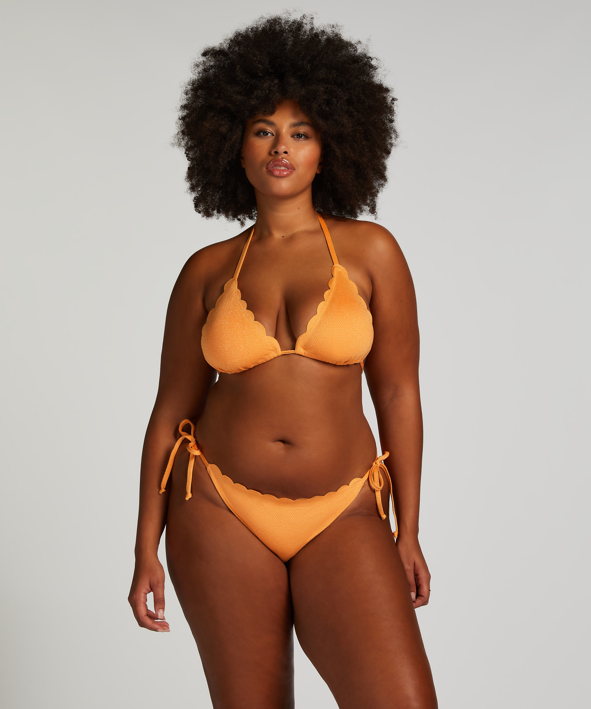 Haut de bikini triangle Scallop Lurex, Orange, main