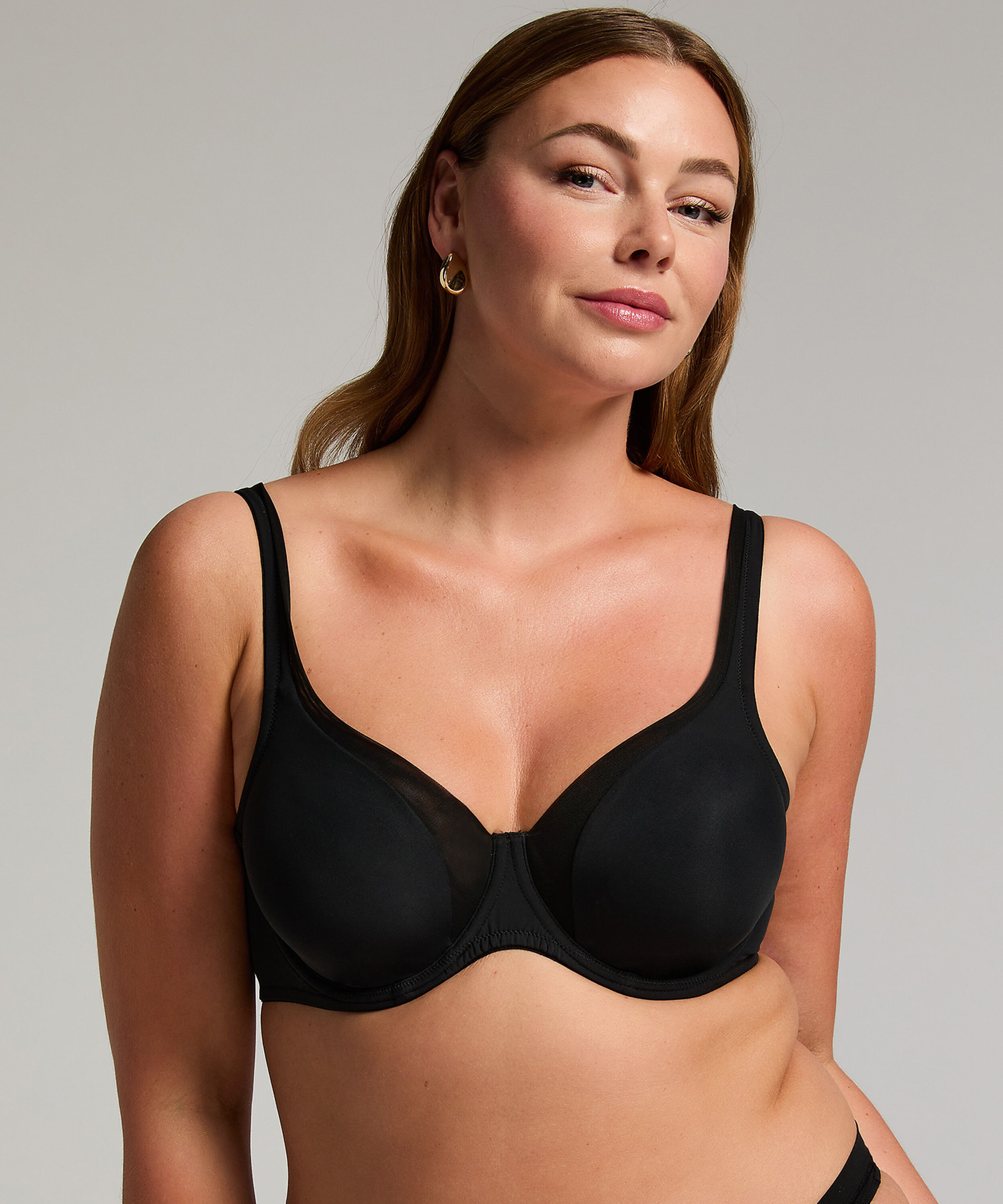 Soutien-gorge à armatures non-préformé en maille, Noir Soutien-gorge à armatures non-préformé en maille, Noir