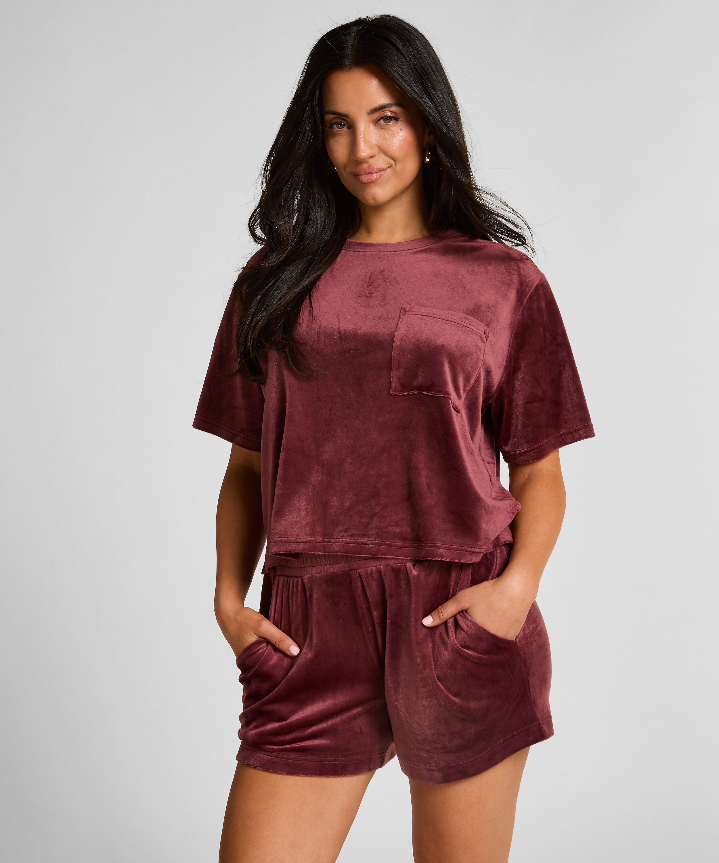 Short Velours Pocket, Rouge Short Velours Pocket, Rouge
