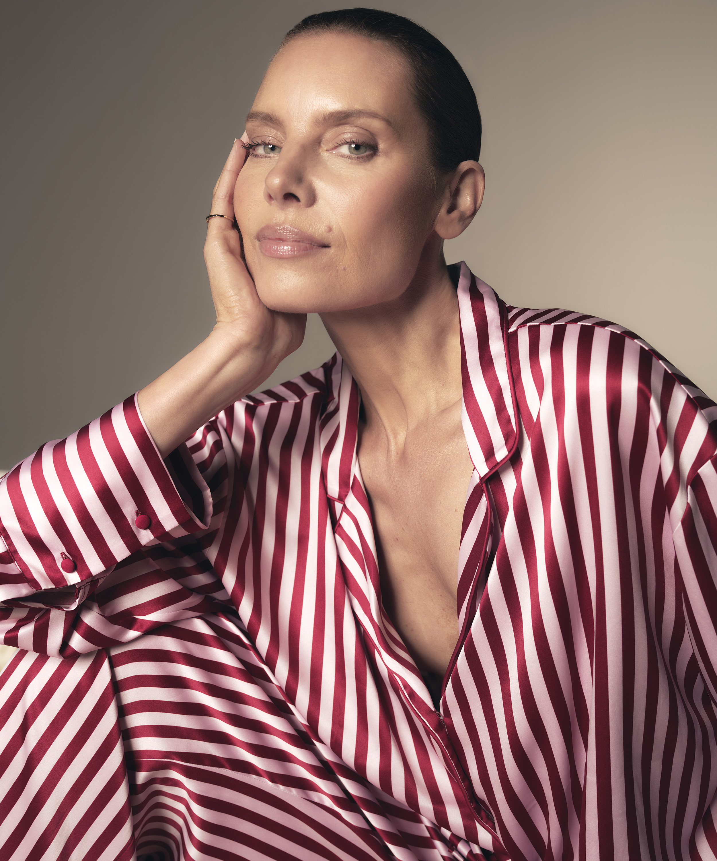 Veste à manches longues Satin, Rose, main