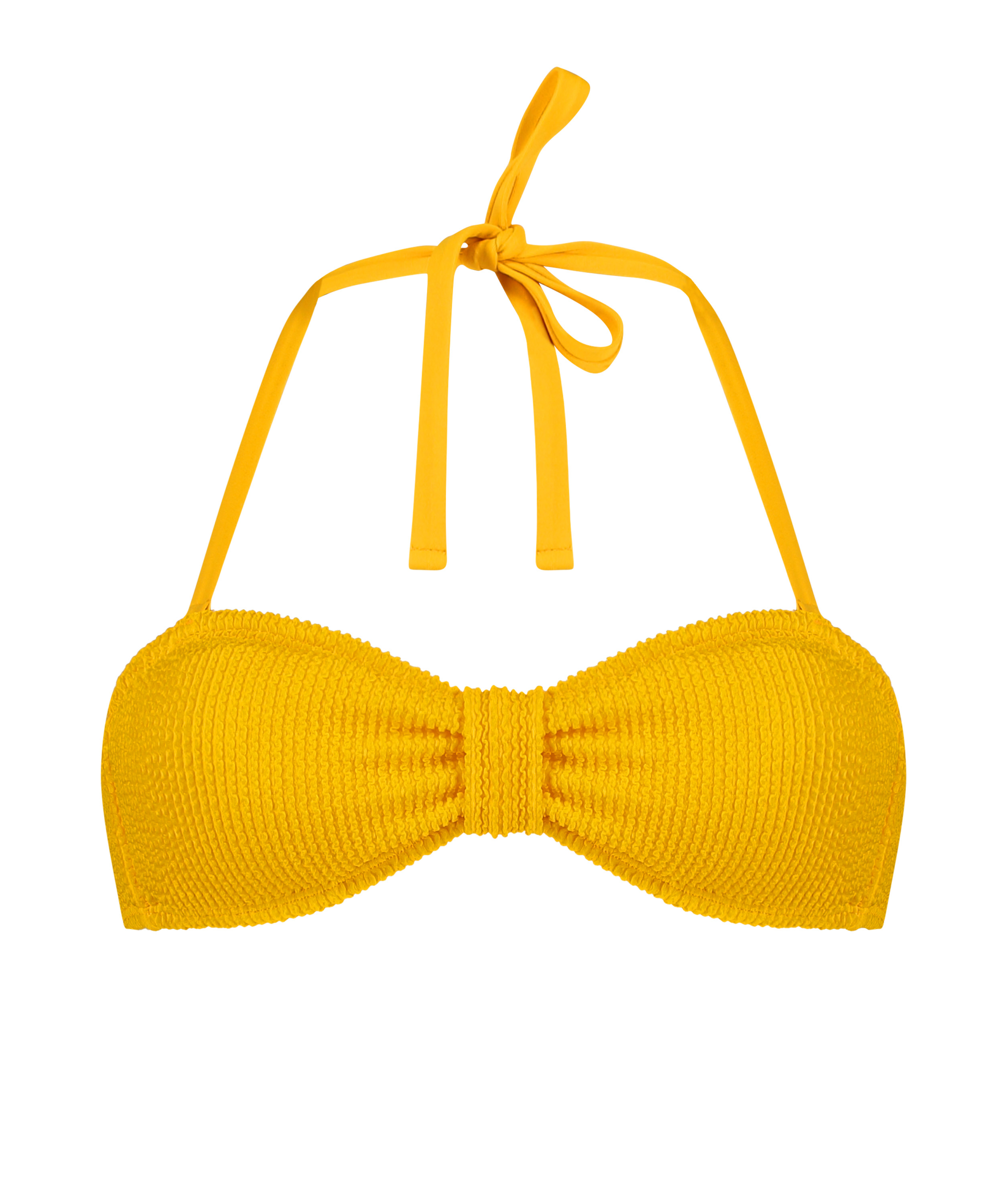 Haut de bikini bandeau Crinkle, Jaune, main