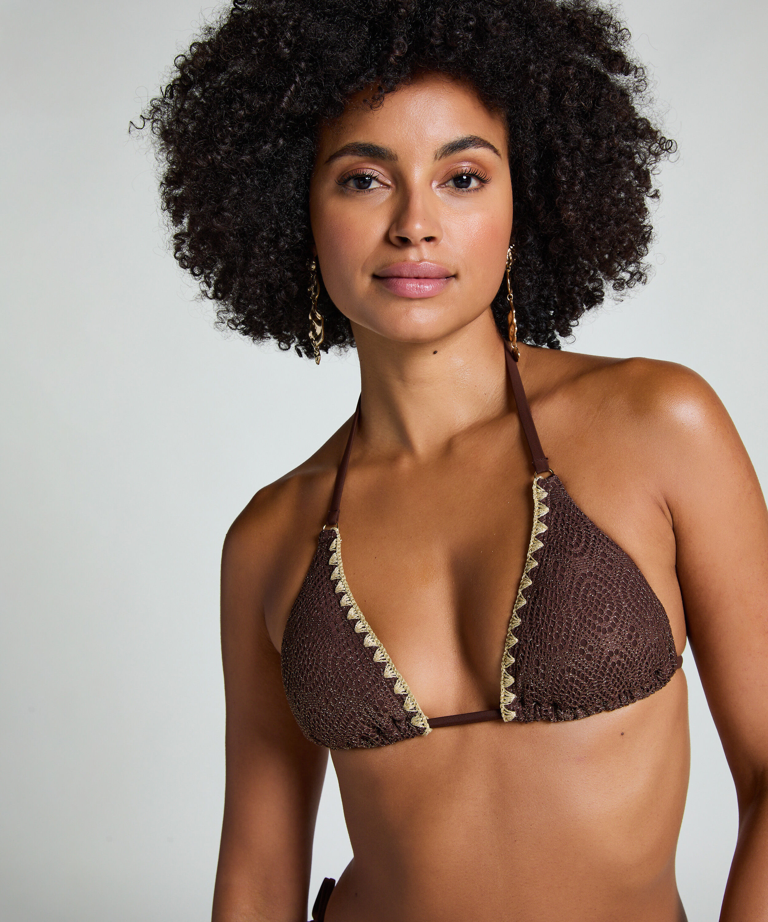 Crochet triangle Bikini Top, Marron Crochet triangle Bikini Top, Marron