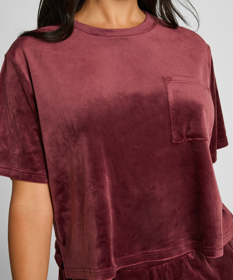 Top Velours Pocket, Rouge