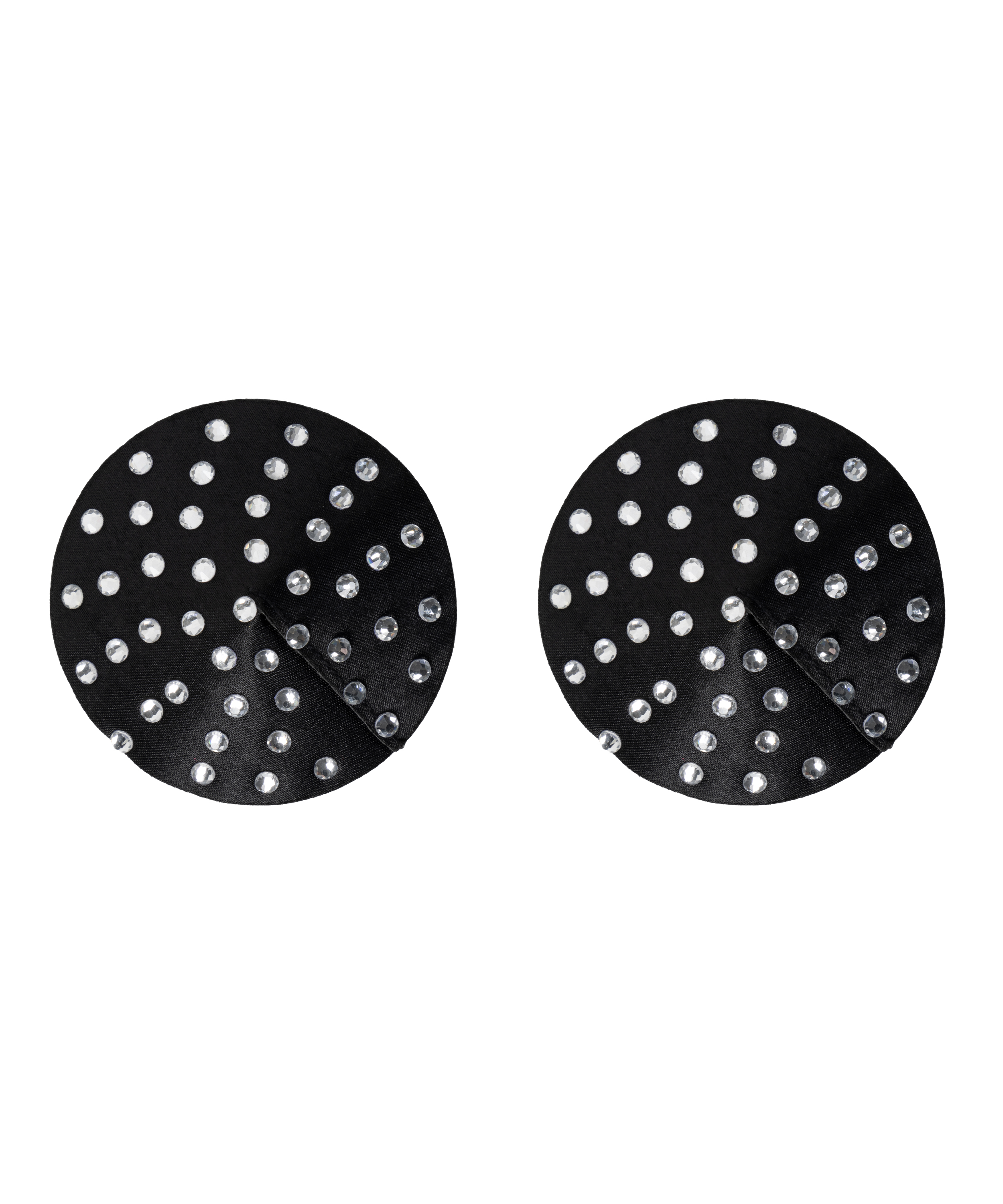 2 Paires Cache-Tétons Strass Noirs + Blancs – Bijoux De Sein Adhésifs, Diamètre 5 Cm, Tenue Toute La Journée