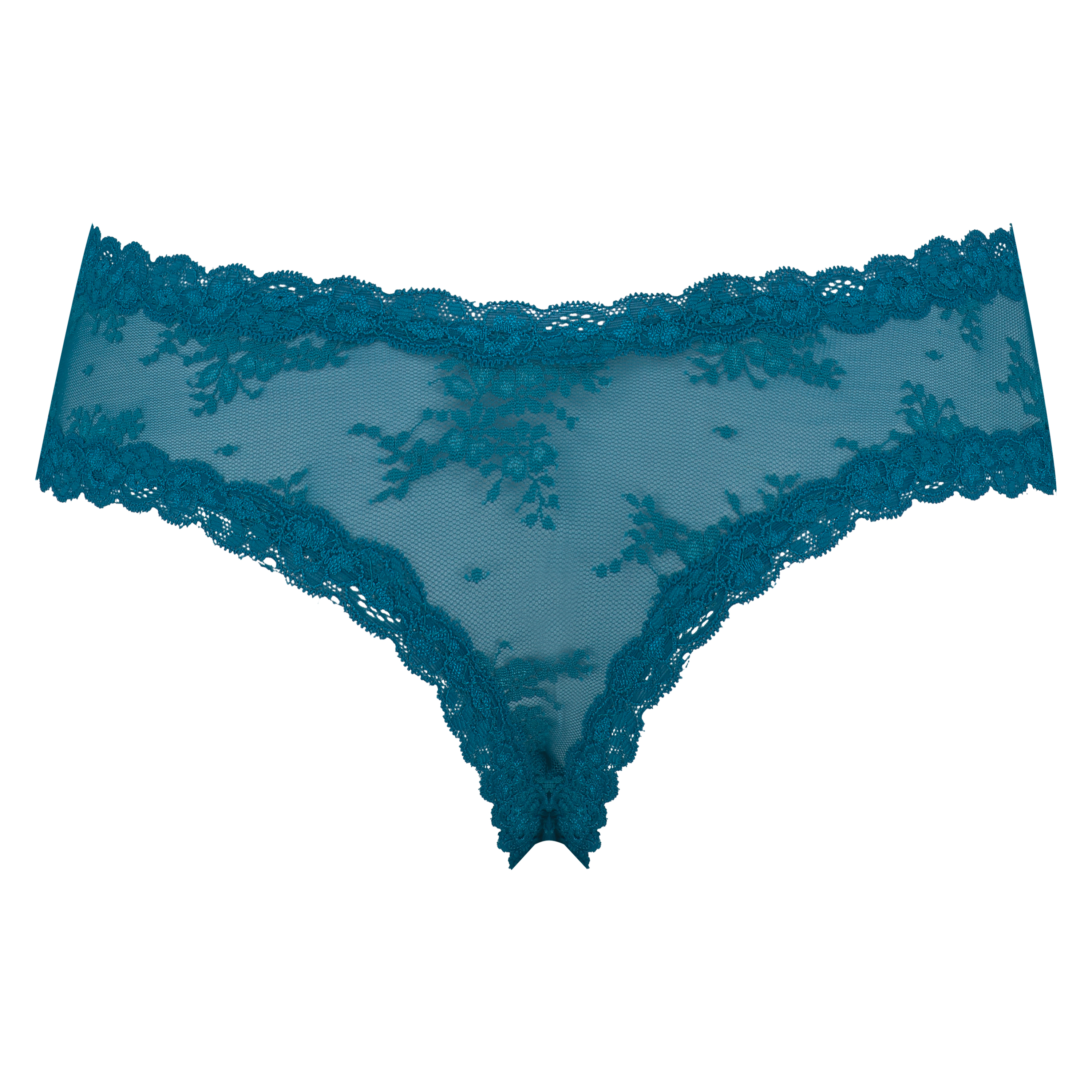 Slip br&eacute;silien V-shape Floral Mesh, Bleu, main