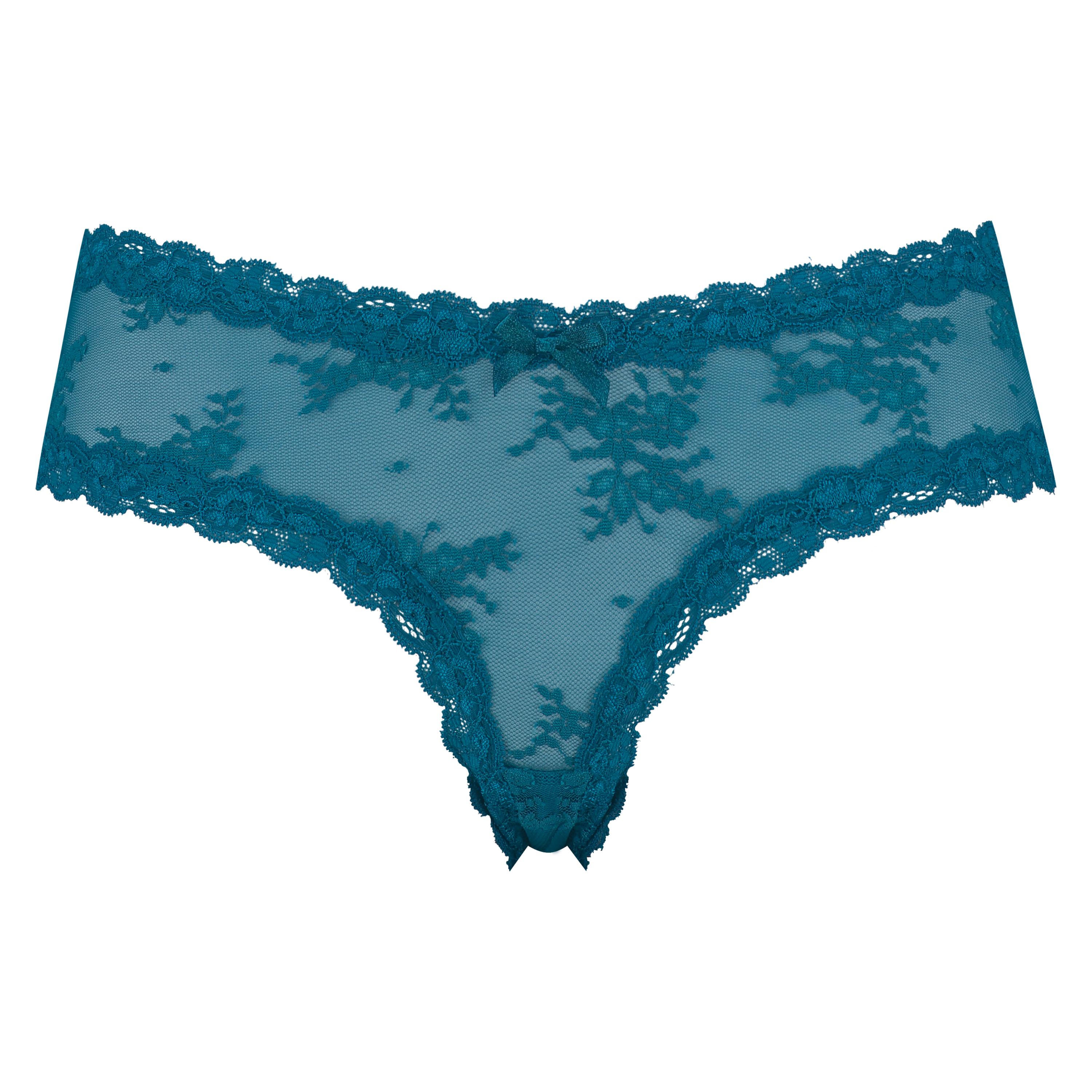 Slip br&eacute;silien V-shape Floral Mesh, Bleu, main