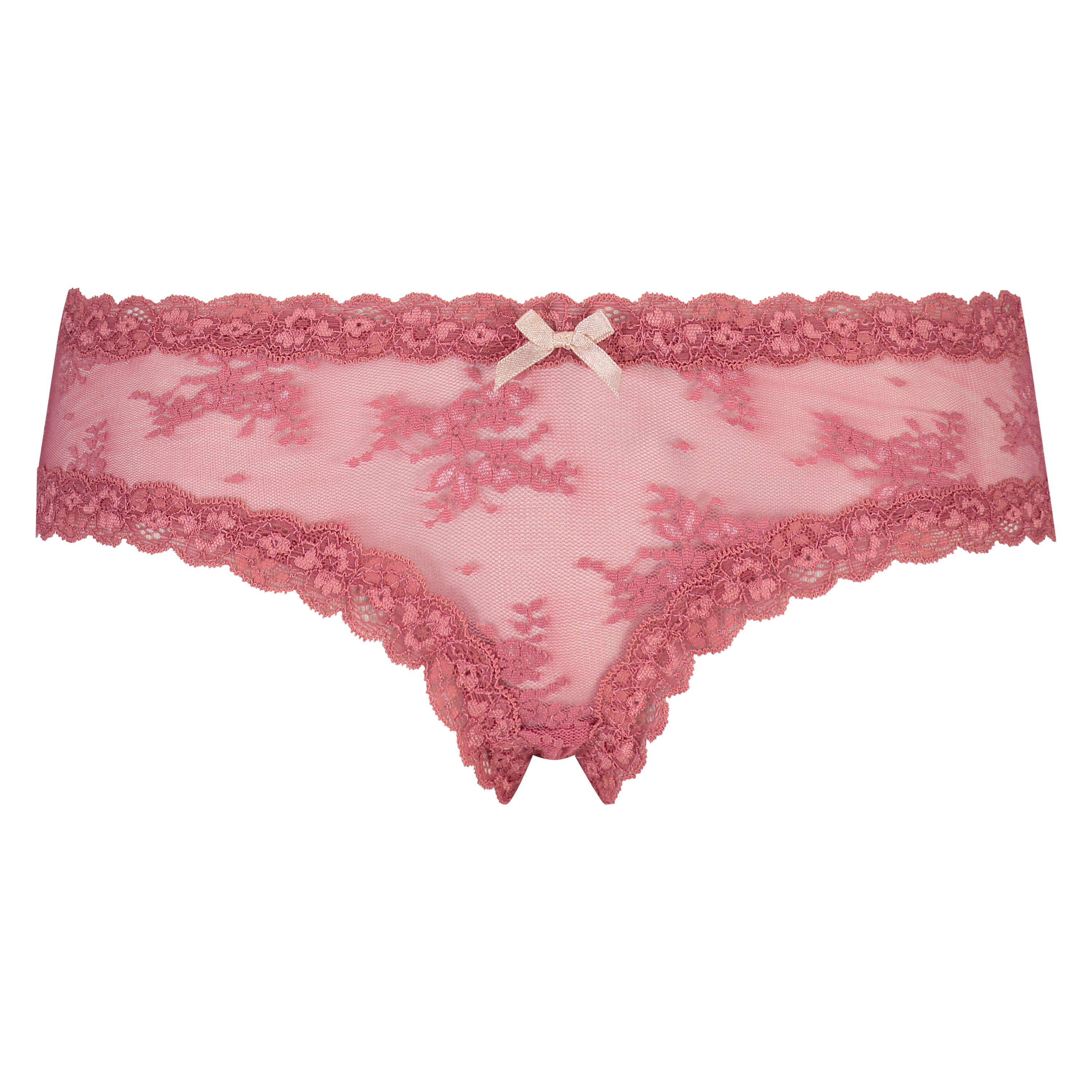 Slip br&eacute;silien V-shape Floral Mesh, Rose, main