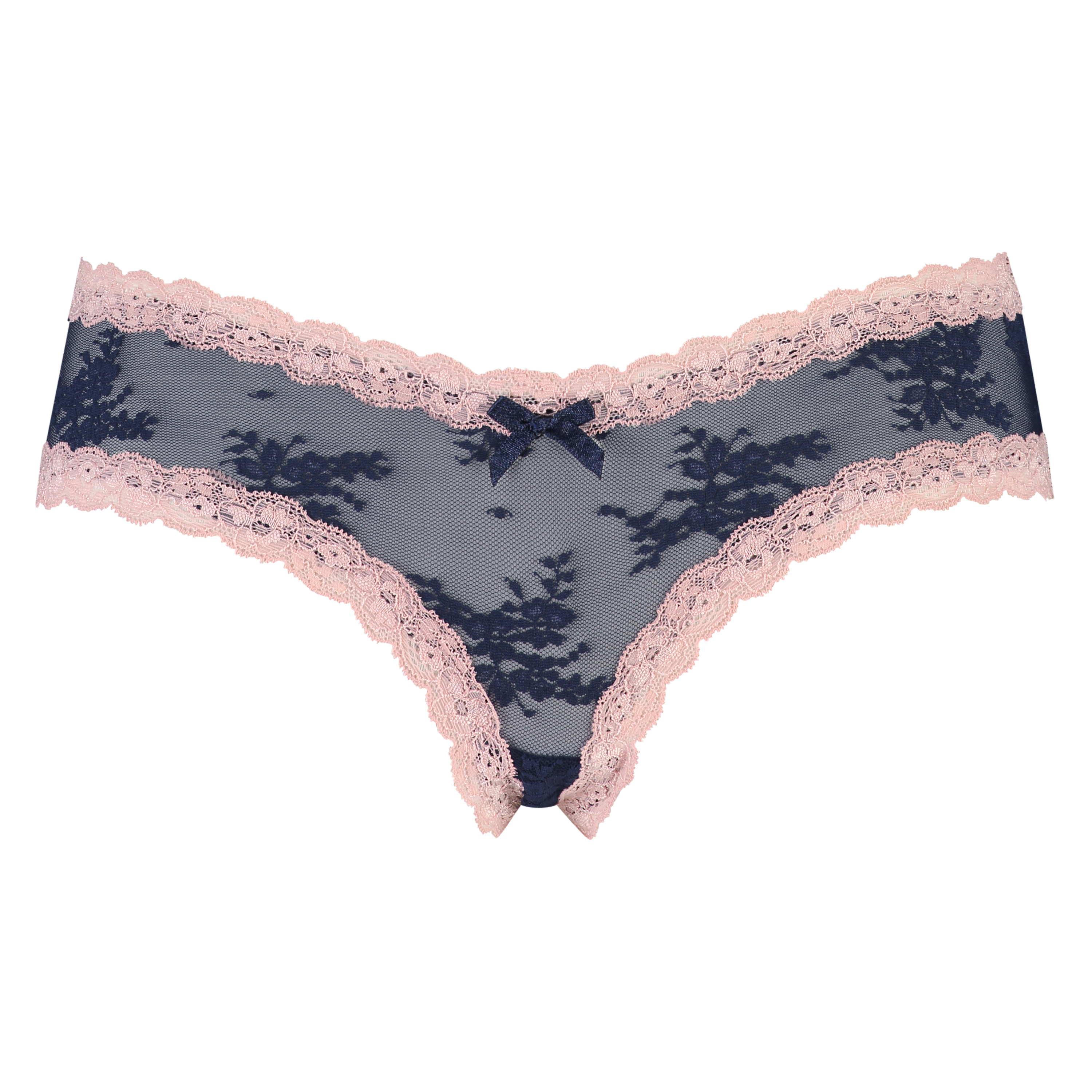 Slip br&eacute;silien V-shape Floral Mesh, Bleu, main