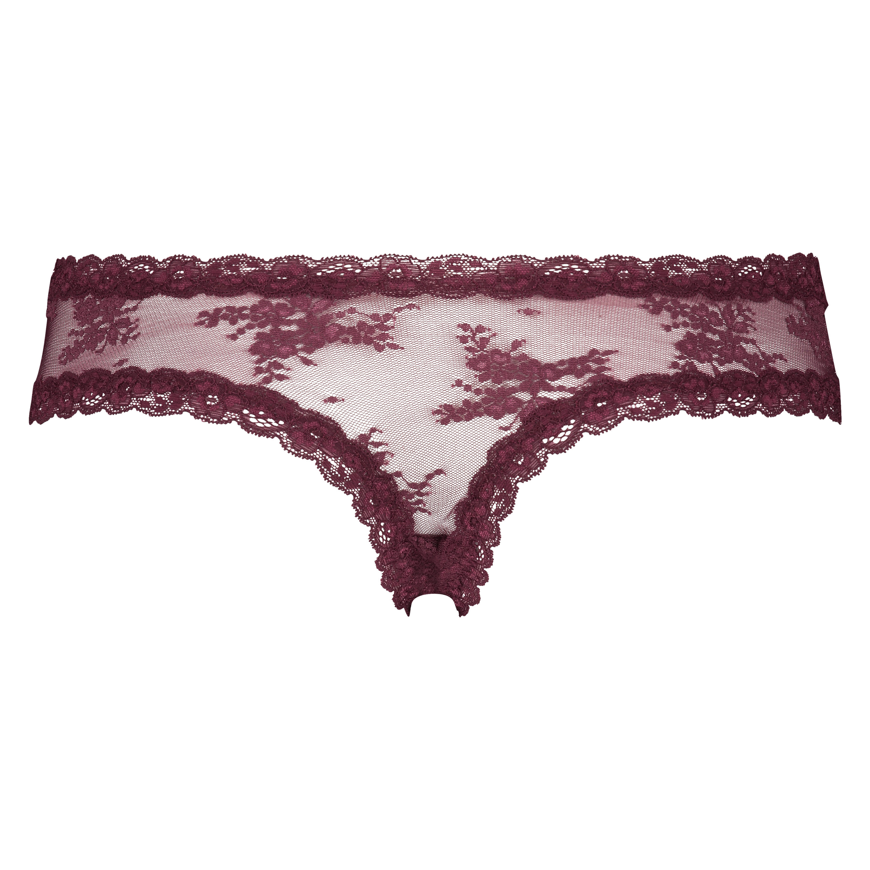 Slip br&eacute;silien V-shape Floral Mesh, Rouge, main