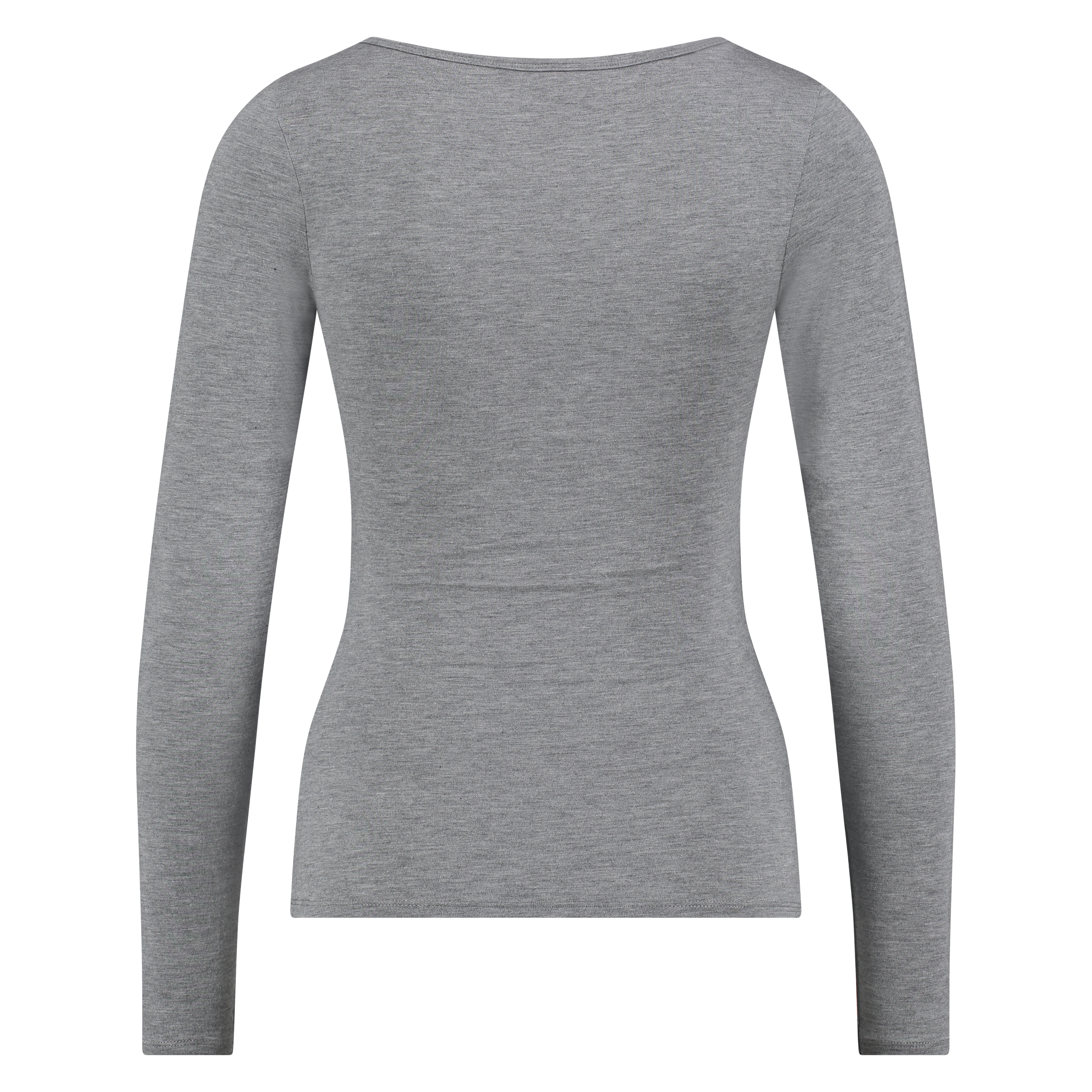 Top &agrave; col en V et manches longues, Gris, main