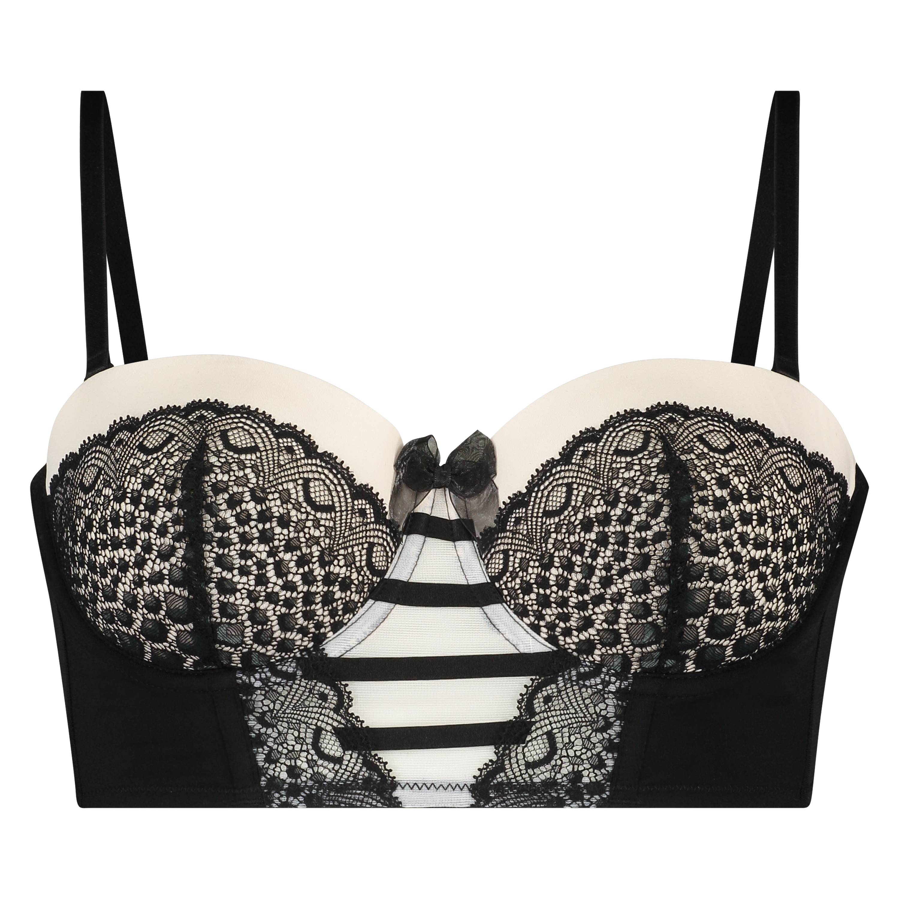 Soutien-gorge &agrave; armatures pr&eacute;form&eacute; longline sans bretelles Astraea, Noir, main