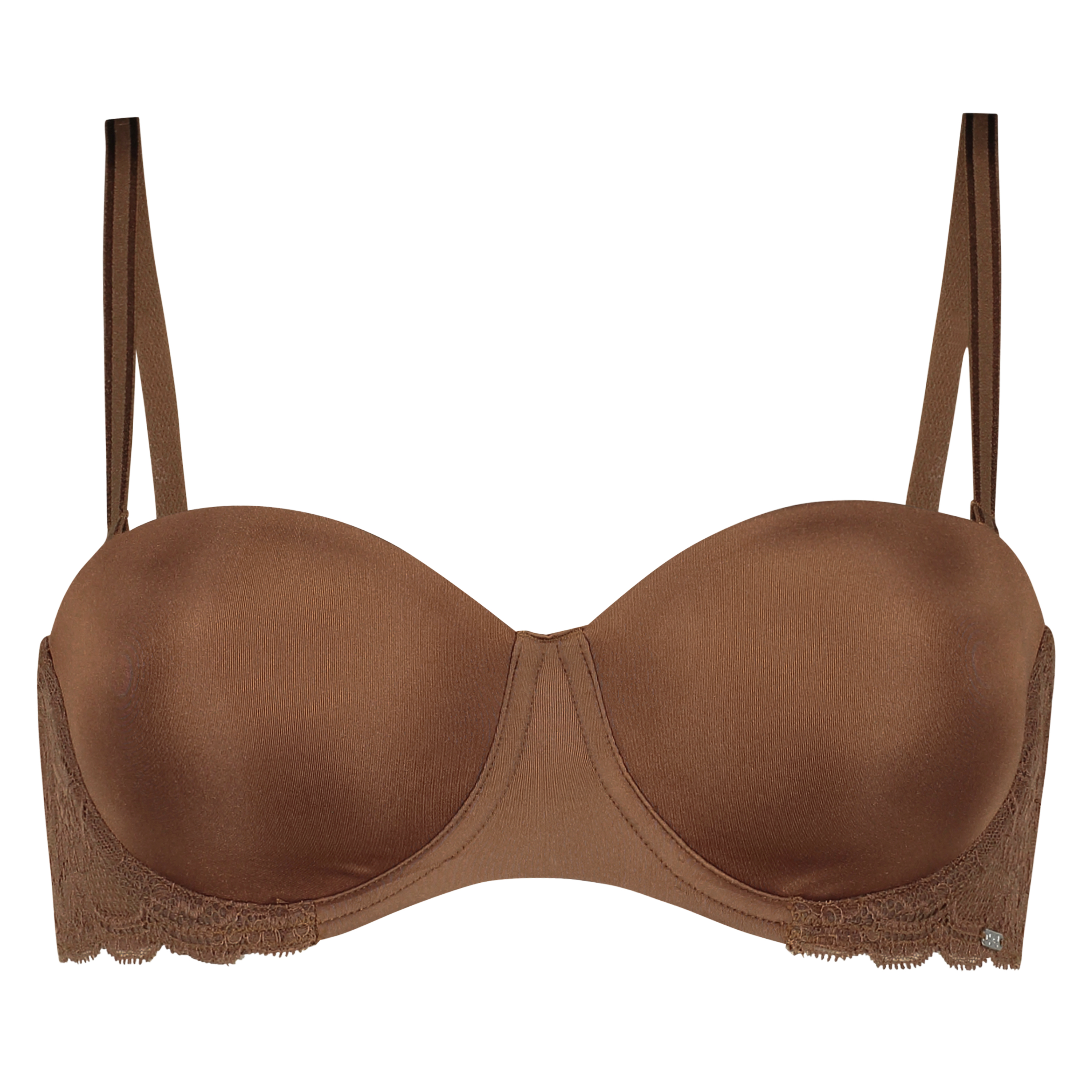 Soutien-gorge &agrave; armatures pr&eacute;form&eacute; sans bretelles Angie Nude, marron, main
