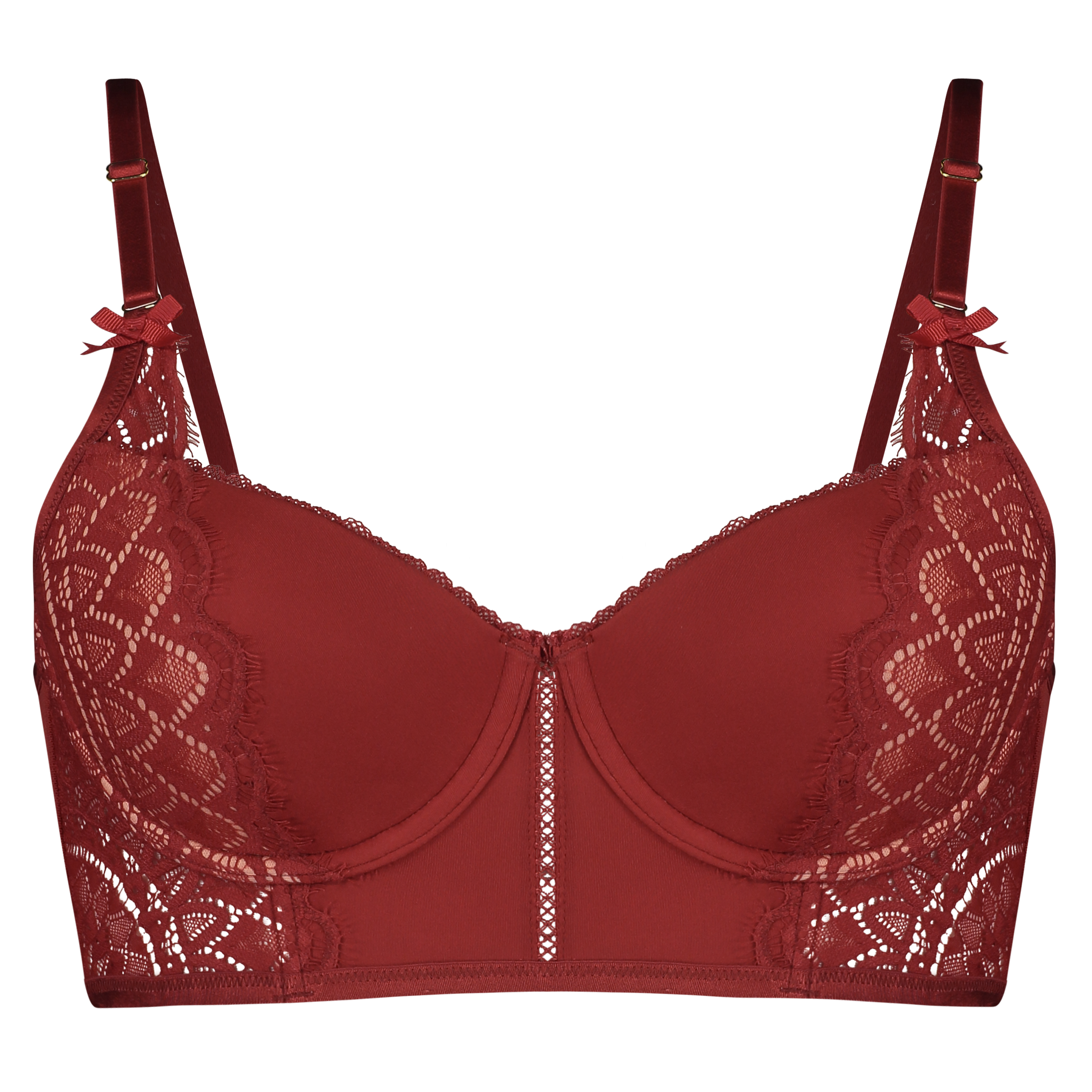 Soutien-gorge &agrave; bretelles pr&eacute;form&eacute; longline Nofee, Rouge, main