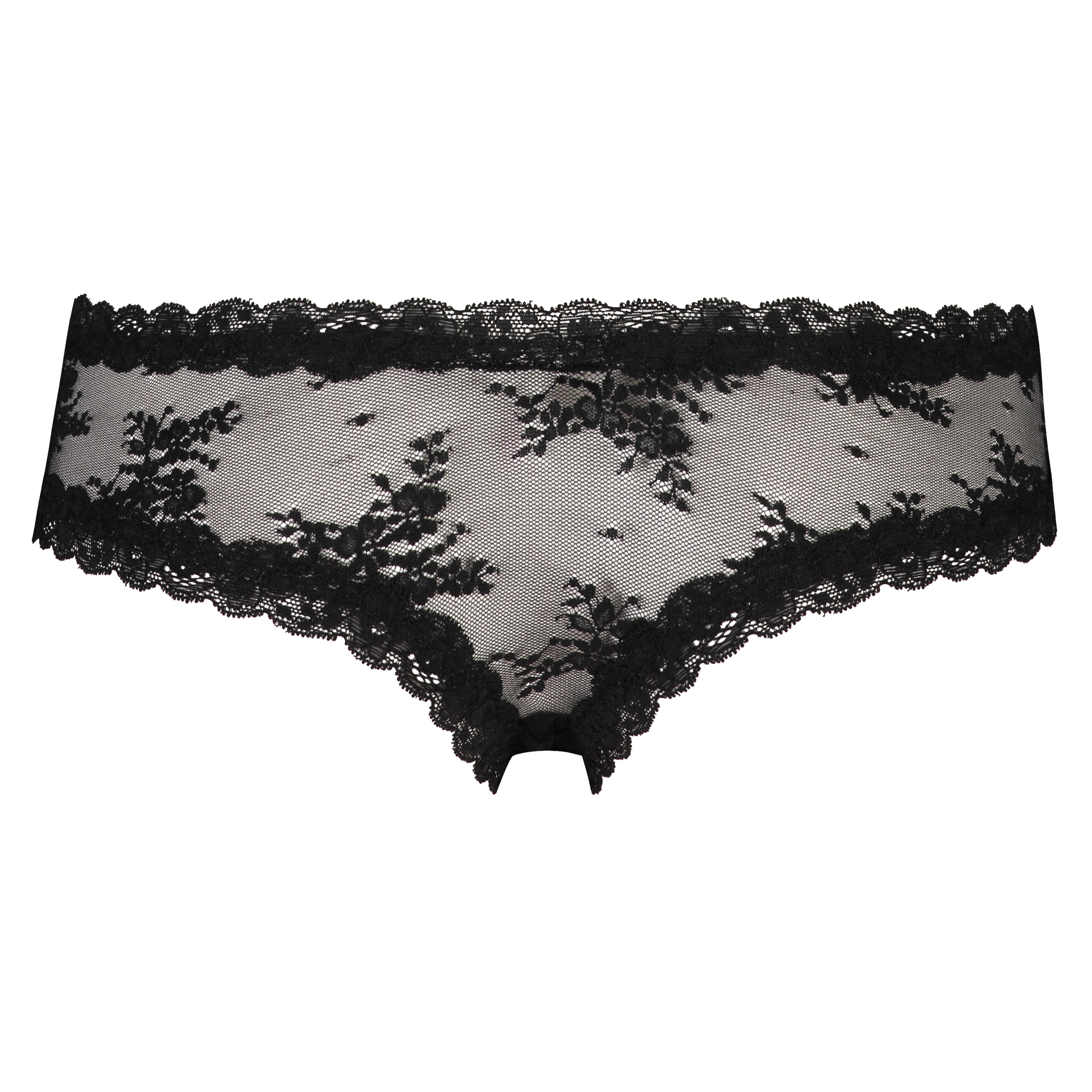 Slip br&eacute;silien V-shape Floral Mesh, Noir, main