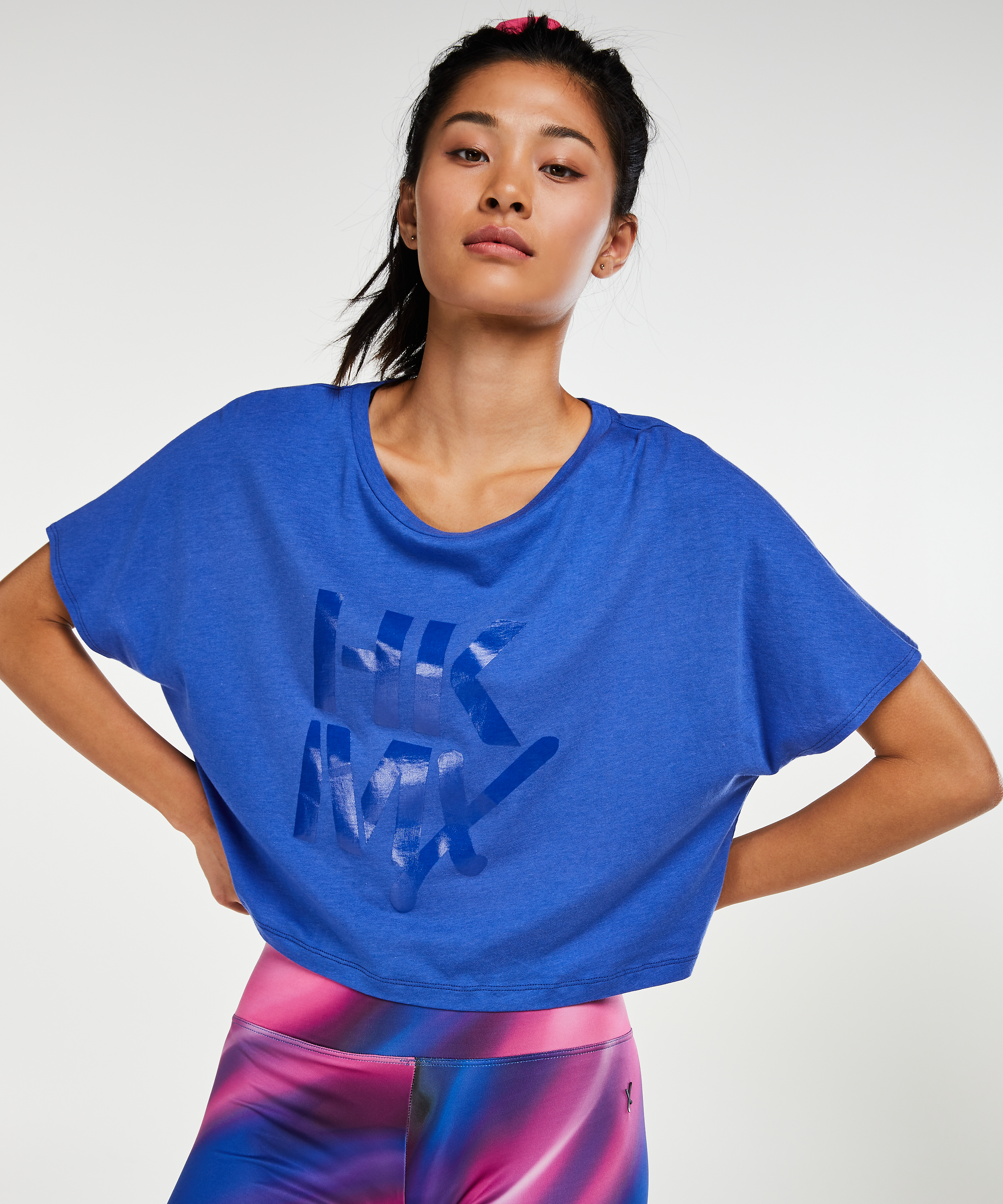 Loose fit croptop HKMX, Bleu, main