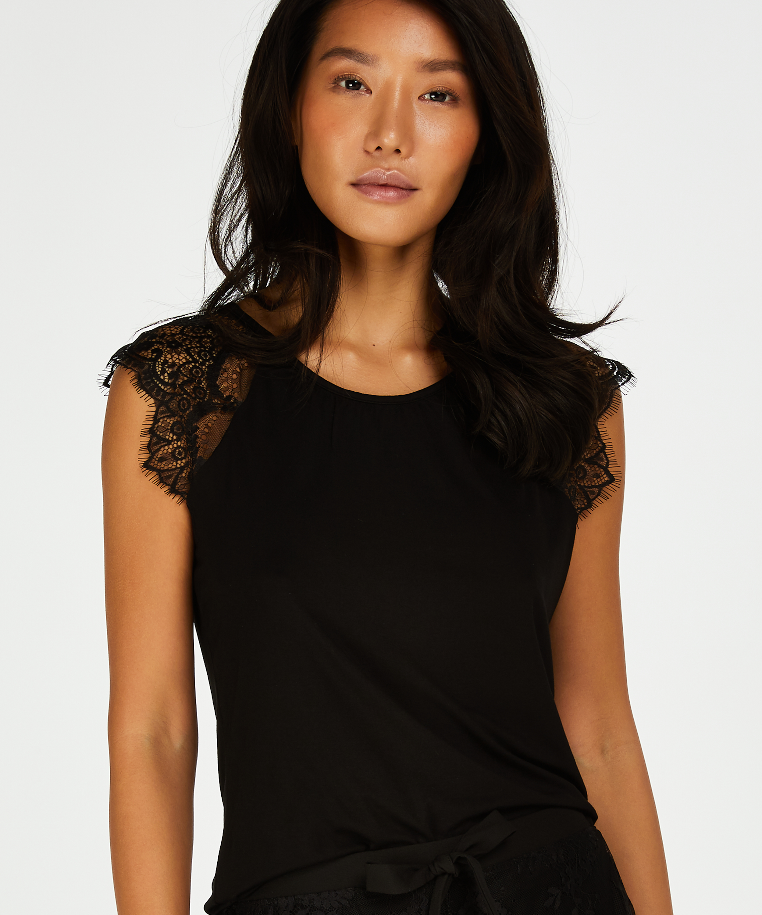 D&eacute;bardeur Jersey Lace, Noir, main