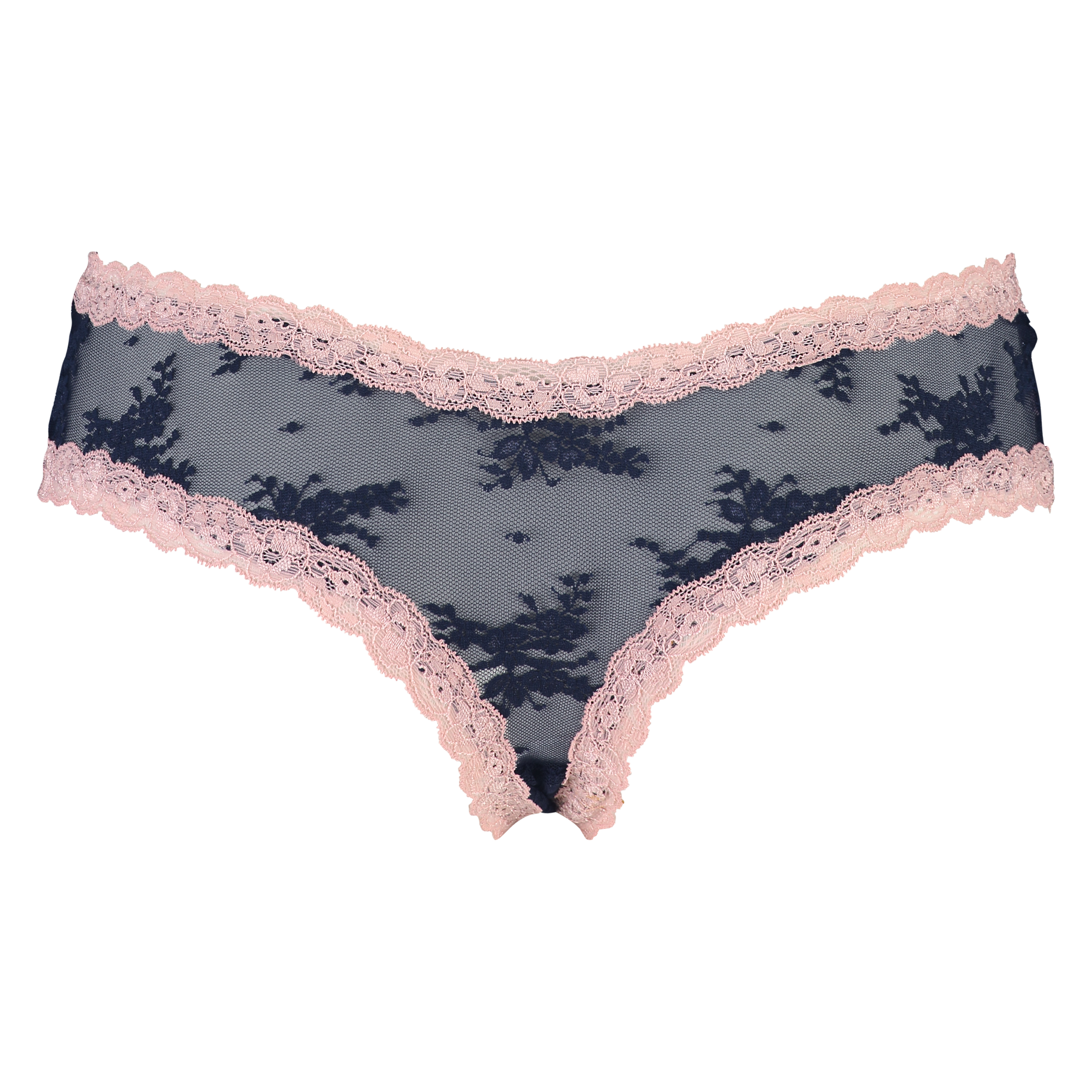 Slip br&eacute;silien V-shape Floral Mesh, Bleu, main